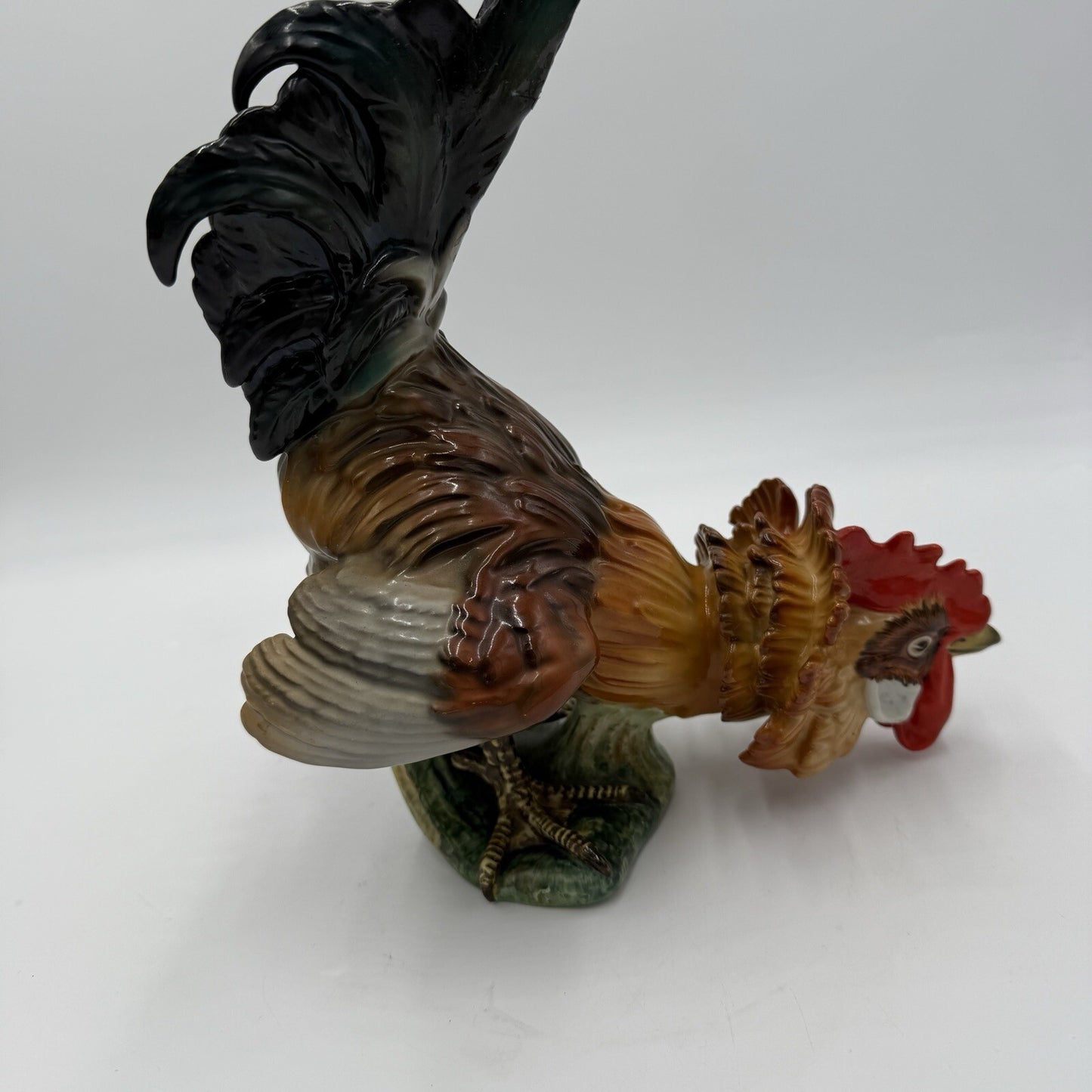 Large Algora Porcelain C.Martinu Hand Painted Rooster Figurine Spain Vintage 11"