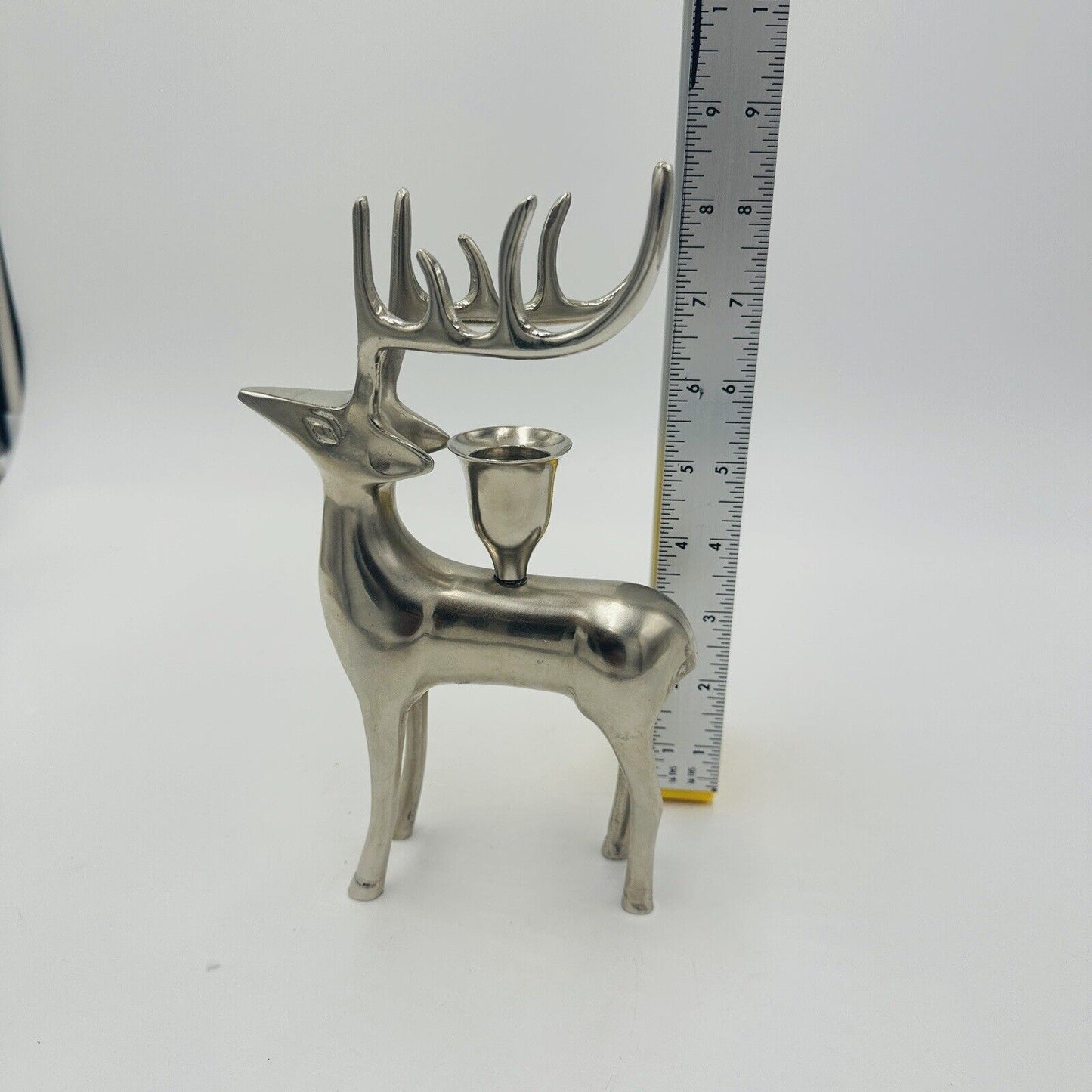 Pottery Barn Reindeer Candle Holders Vintage Silver Plated Seasonal Stag Taper