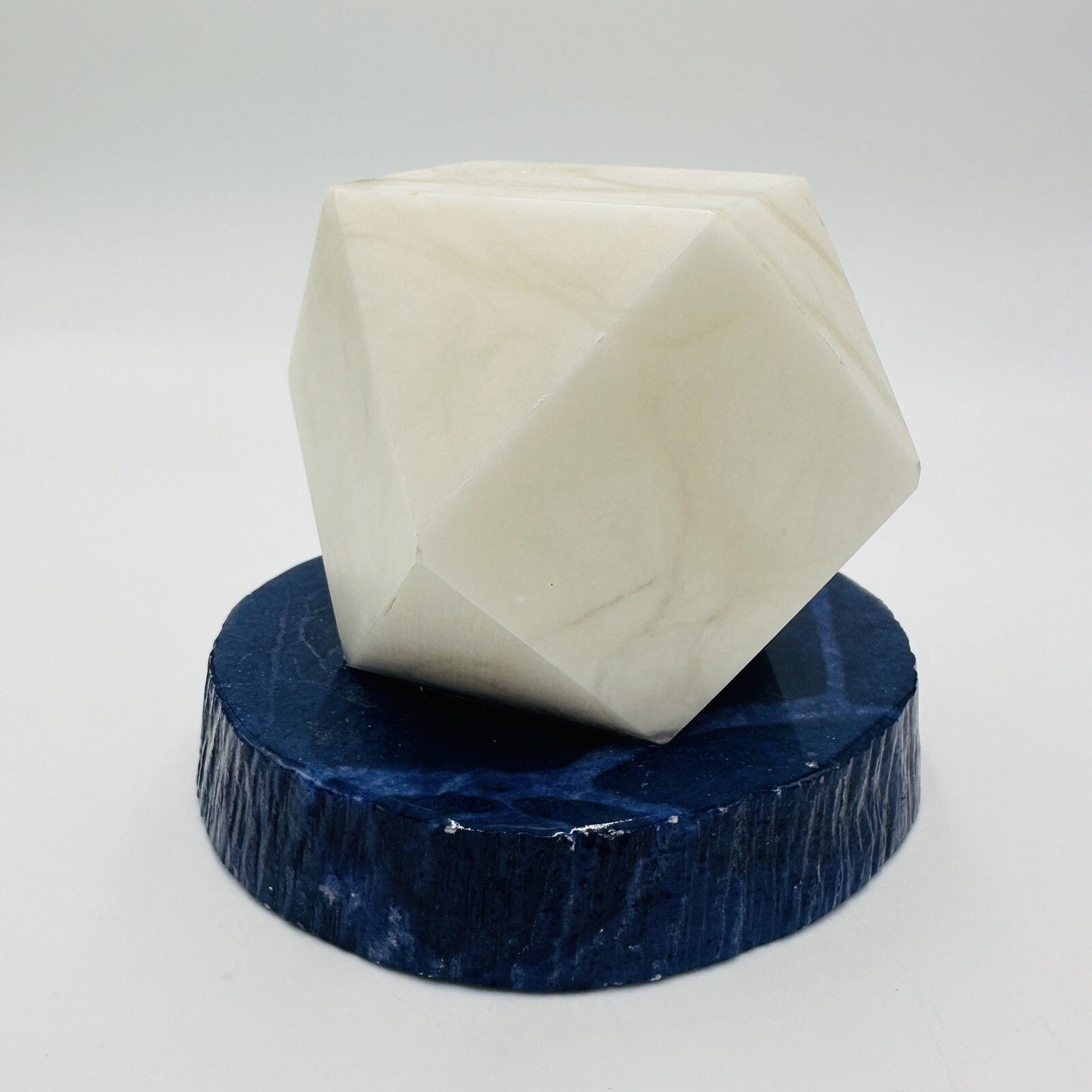 Alabaster Paperweight Hand Carved MCM Geometric Shape Italy Office Decor