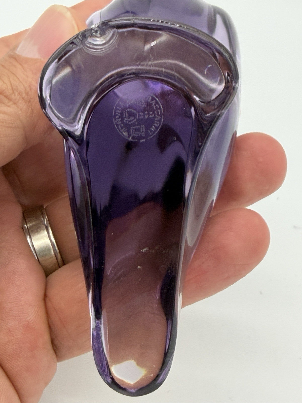 Baccarat Crystal Amethyst Purple Parrot Bird Figurine Signed (flawed)