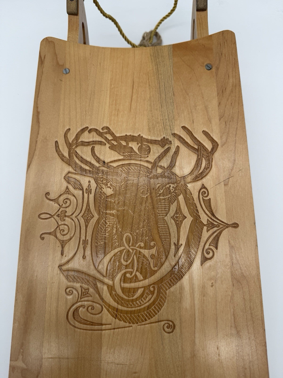 Rare John Deere Wall Decor Wood Carved christmas SLED 1880"S LOGO