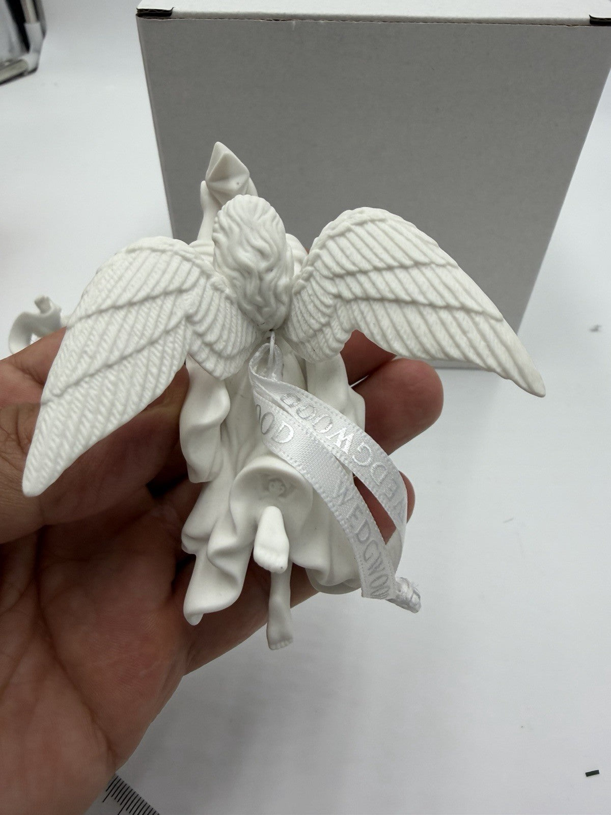 Wedgwood Jasperware White & Blue Pair Angels Christmas Ornaments