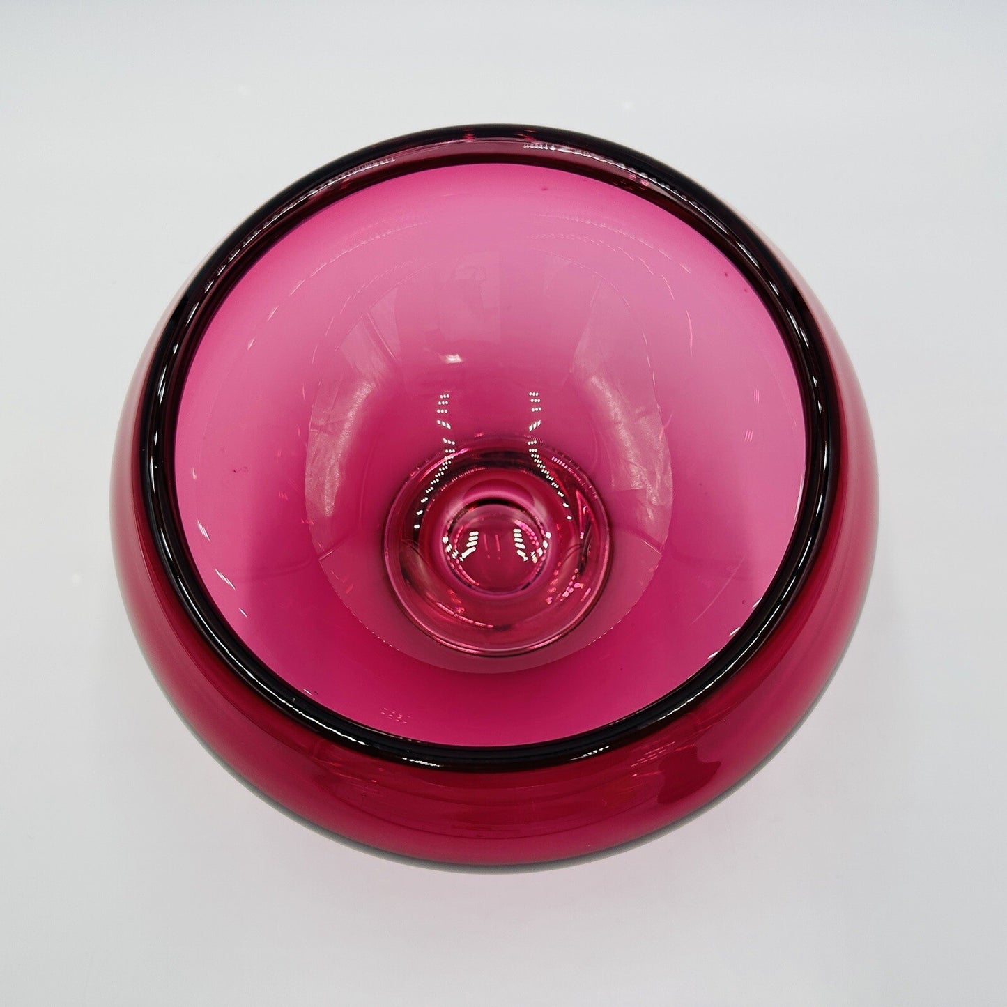 Buxton & Kutch Bowl Art Glass Signed Cranberry Slant Pier #970613 Large Rare