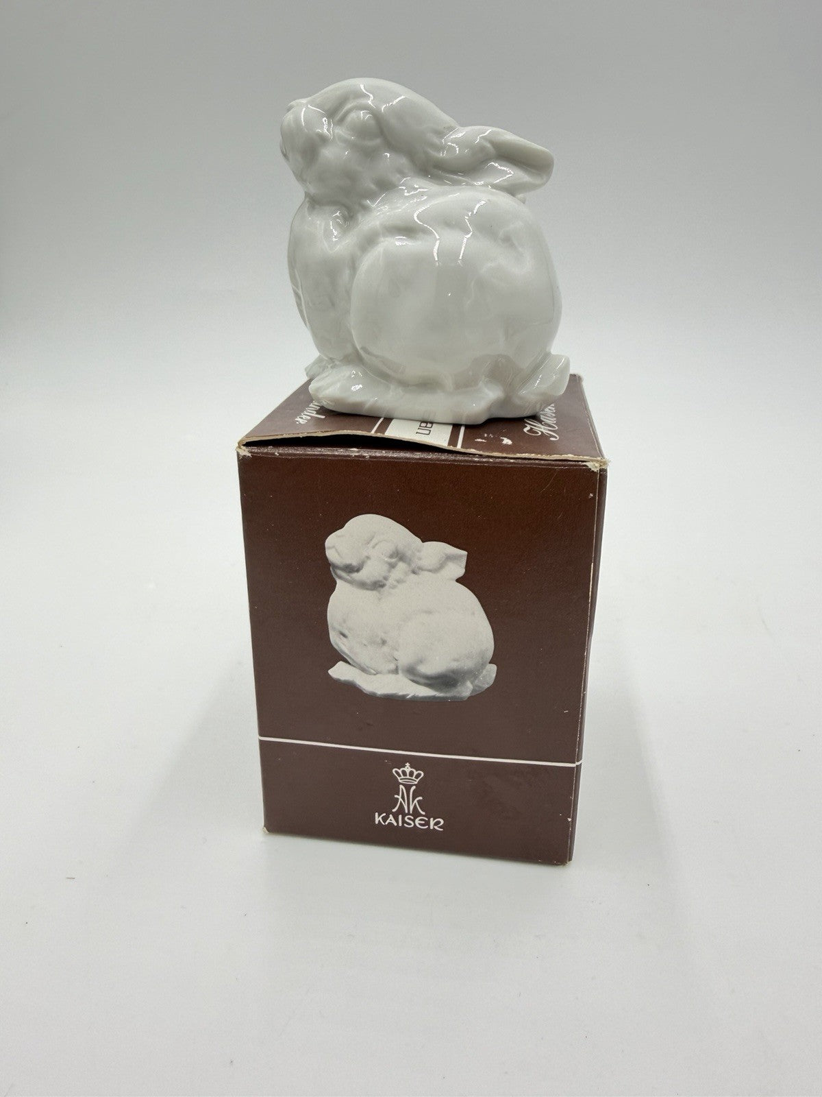 Kaiser Porcelain Germany Rabbit Bunny White Glossy 3”H Figurine