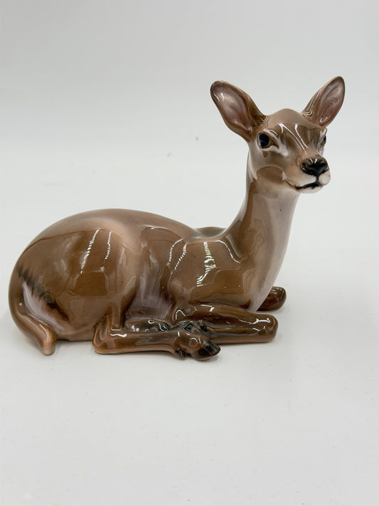Dahl Jensen Copenhagen Denmark Porcelain Hand Painted deer Lying Figurine #1147