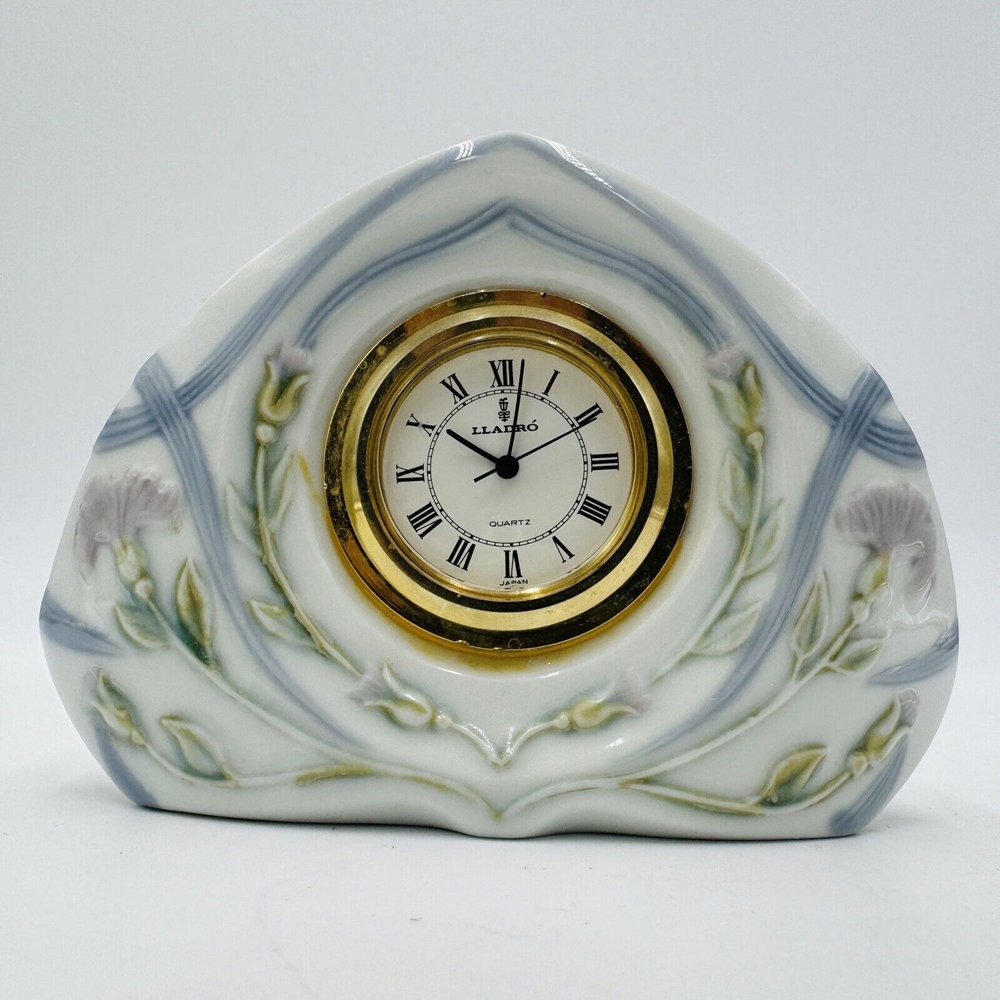 Lladro Spain Porcelain Segovia Floral Desk Clock Vintage Retired Small