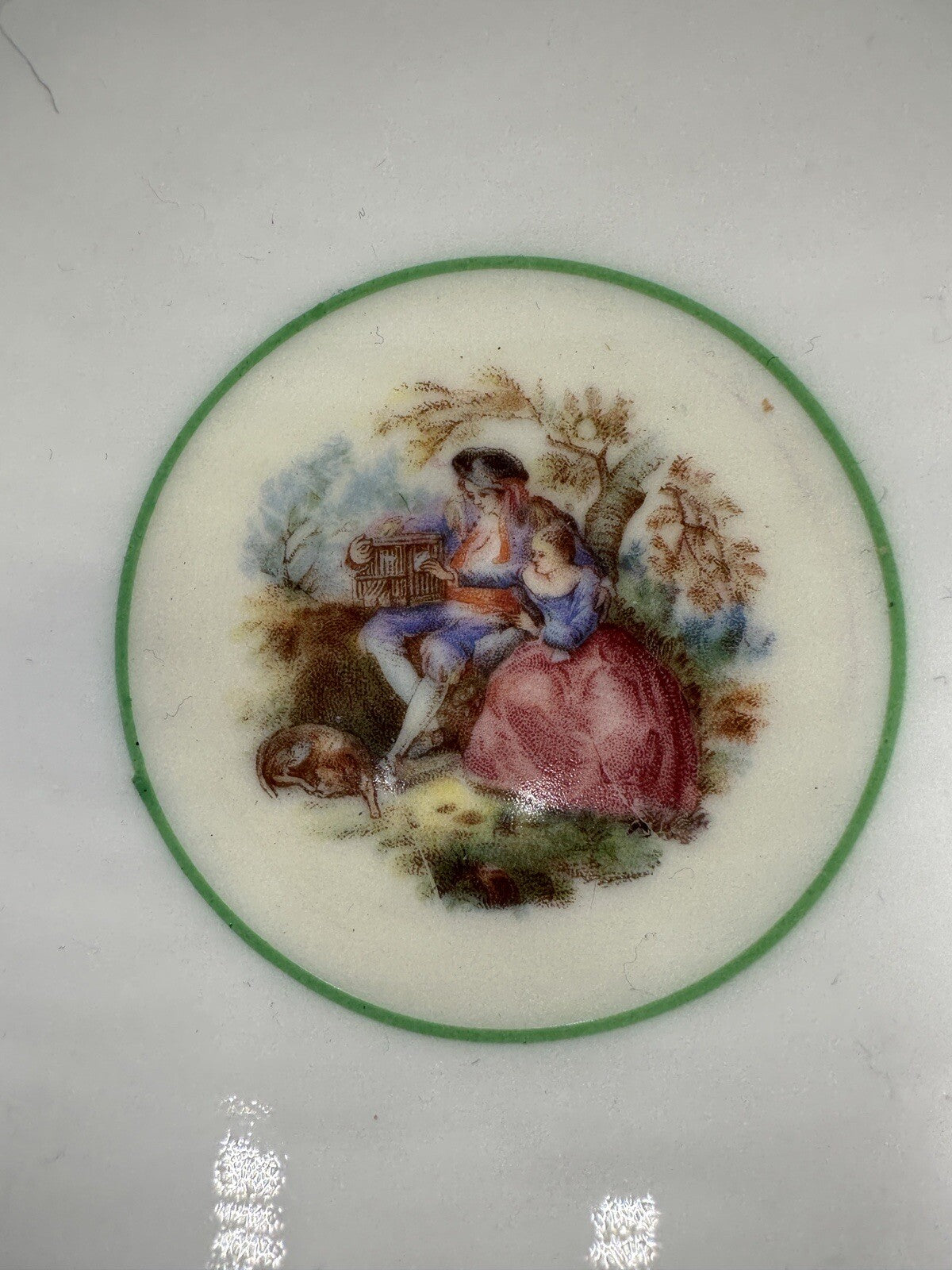 Czchoslovakia Bohemia Teacup Footed 24K Gold Encrusted Green Serveware Porcelain