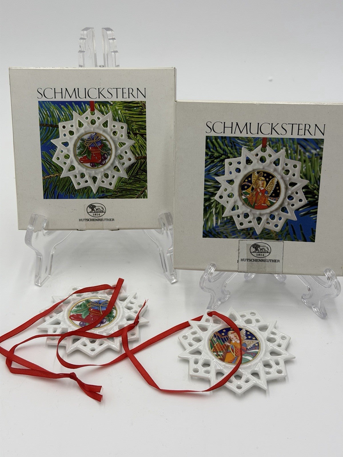 2 Hutschenreuther Porcelain SchmuckStern Germany Christmas Ornaments