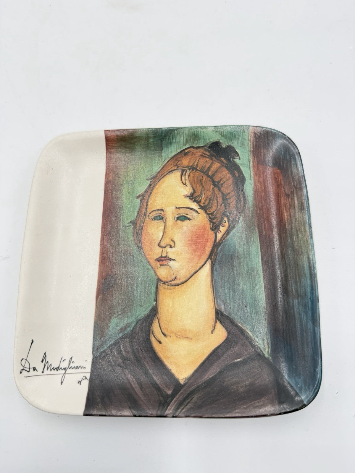 Amedeo Modigliani's 1918 Italy impressionist oil Burgundian Woman wall plate