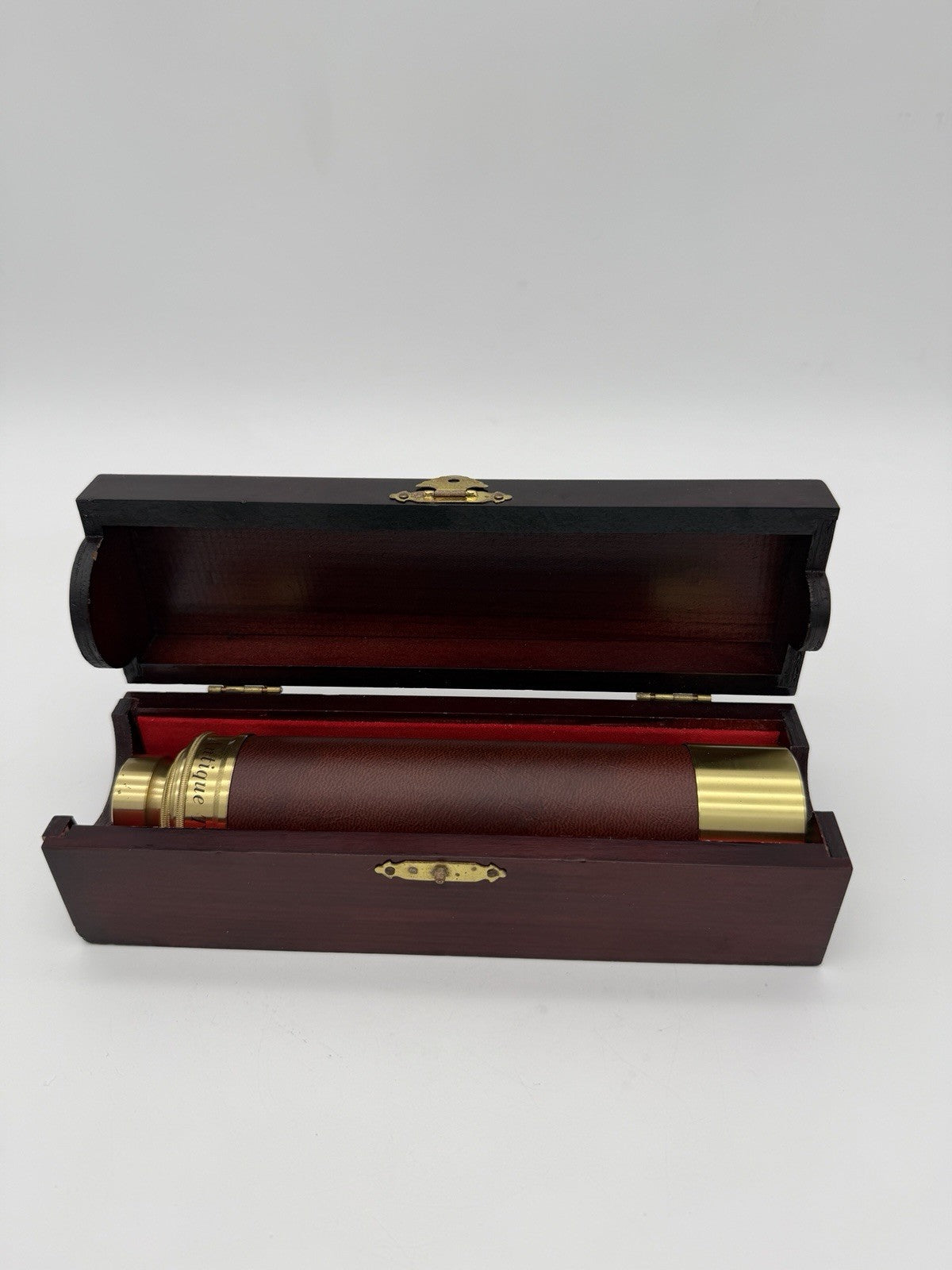 Antique Brass Leather Telescope 30 x 40 Wood Case maritime Spyglass Tube