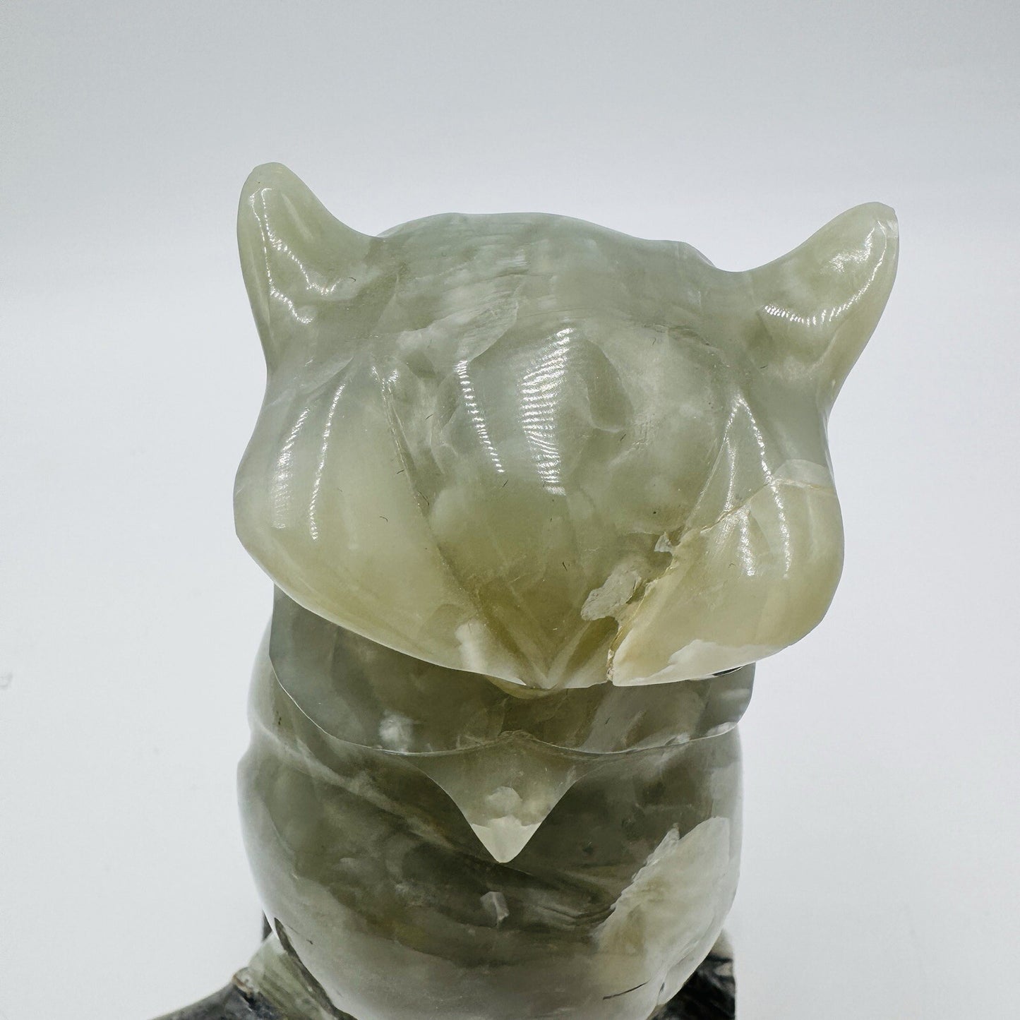 Alabaster Owl Sculpture Figurine Bird 8in Italy Marble Large Vintage Hand Carved