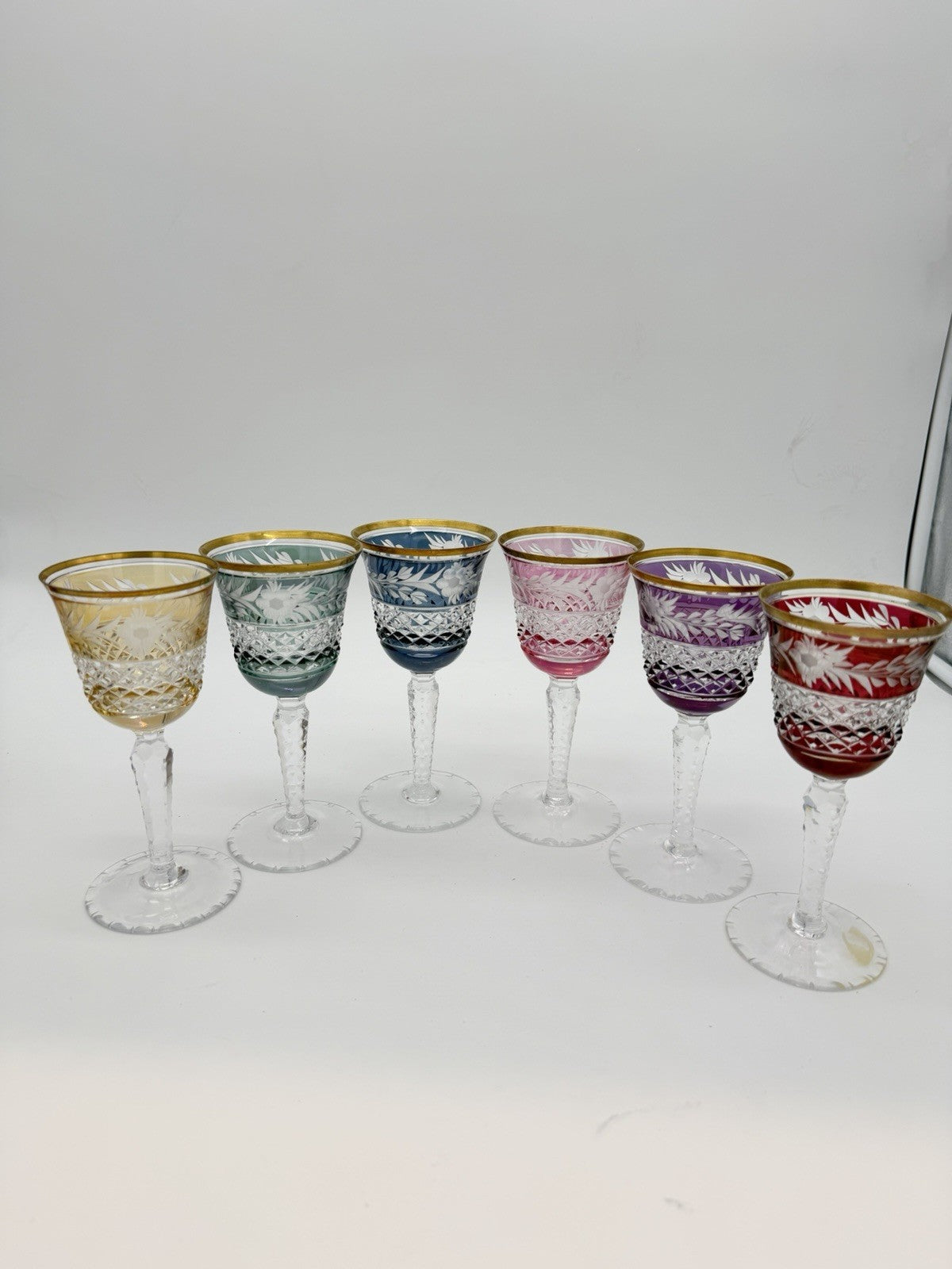 Ebeling & Reuss Marchioness 6”H Claret Wine Goblets Multicolor 6 PCs Crystal