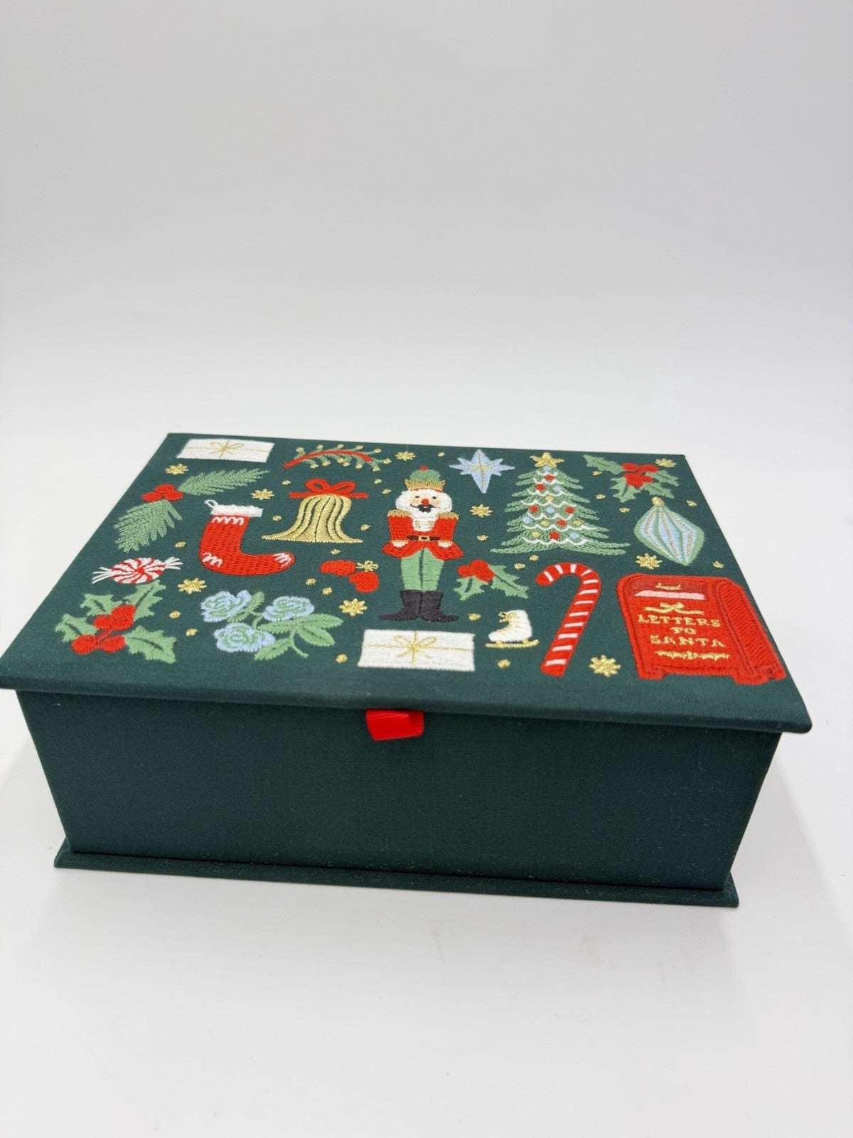 Rifle Paper Co Embroidered Christmas Letter For Santa Decorative Box 3.5”x7”x10