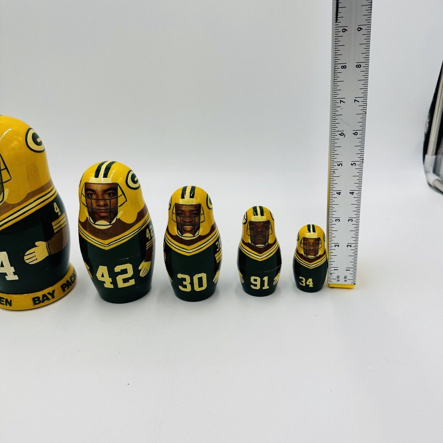 Green Bay Packers Nesting Dolls Handmade Vintage 2002 Set 5 Wisconsin