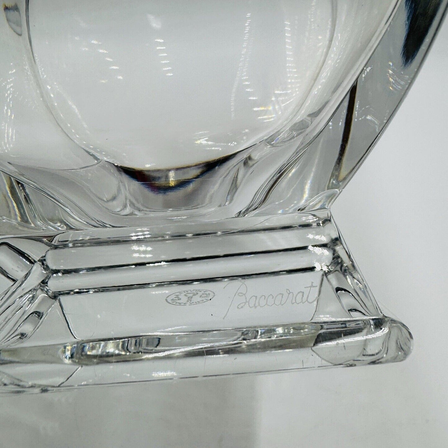 Baccarat Crystal France Lotus Vase For Tiffany & Co 10” Vintage Geometric Square