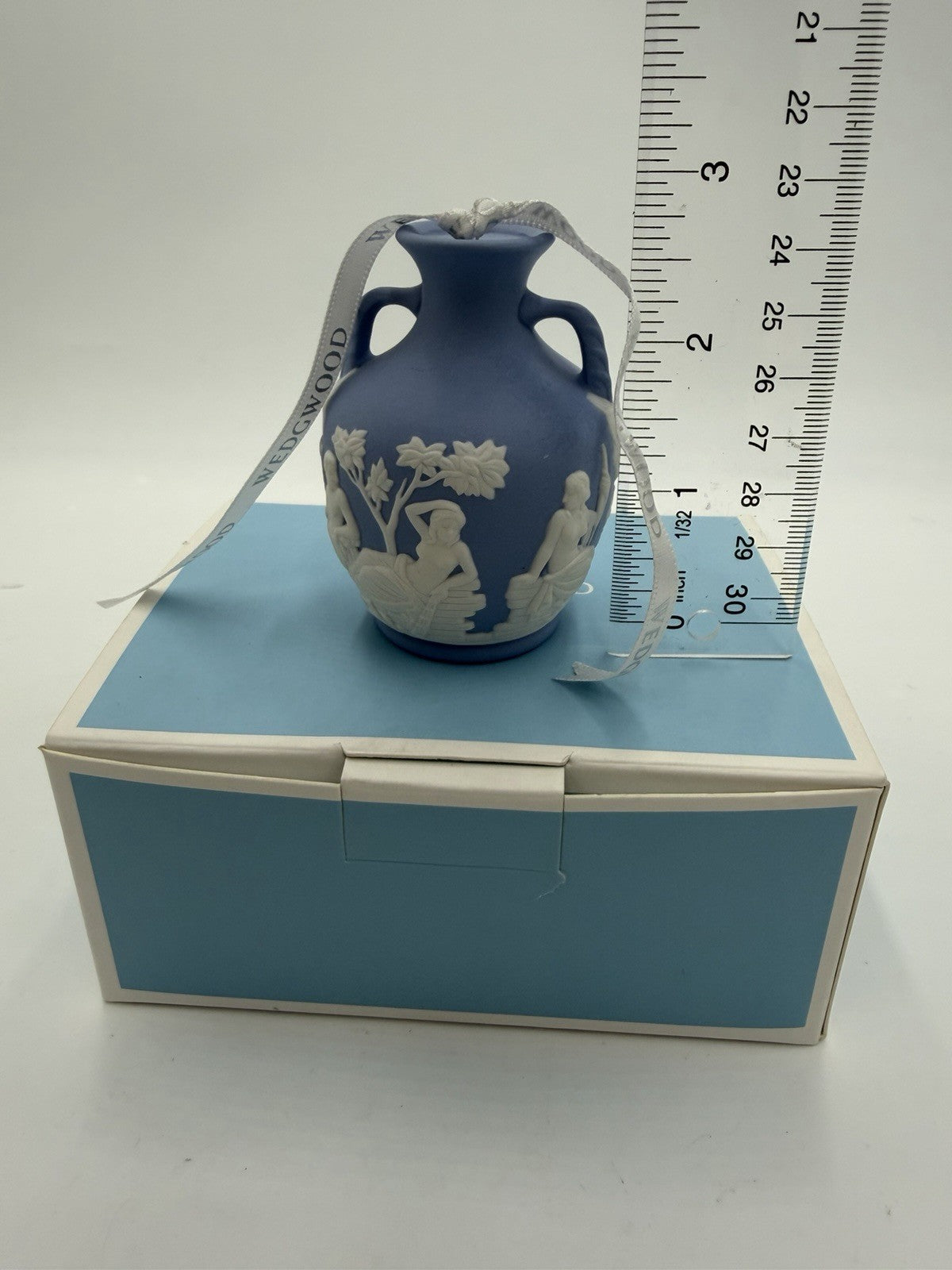 Wedgwood Jasperware Blue Miniature Vase Christmas Ornament Boxed