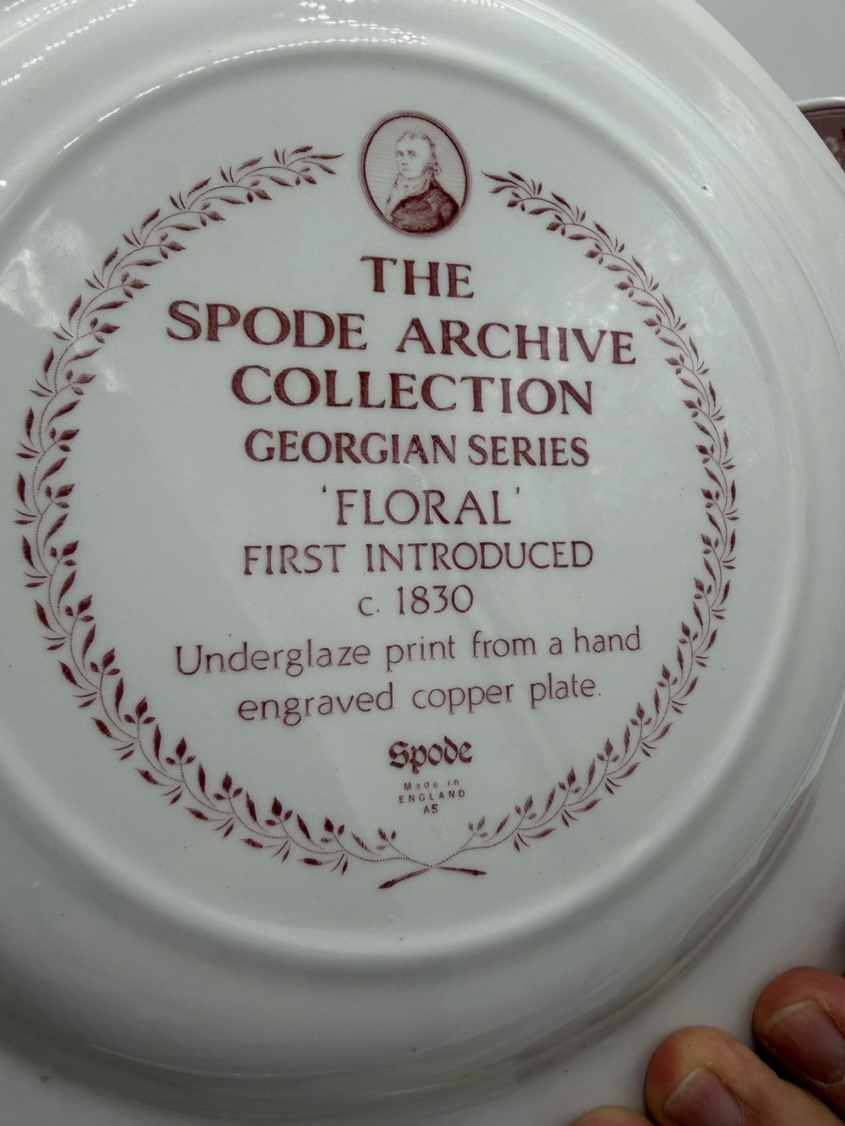 4 Spode England Porcelain Archive Collection Georgian Series Red Floral Plates