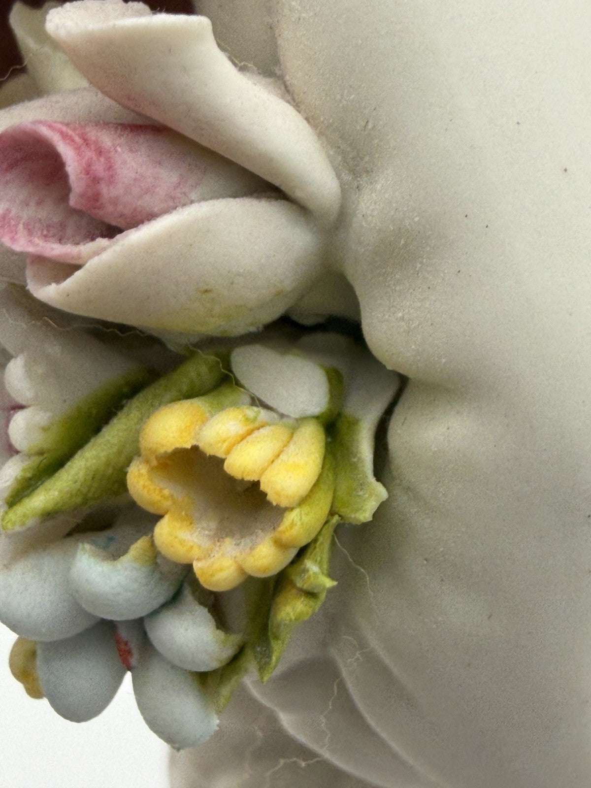 Capodimonte Italy White Bisque Porcelain Signed Marcolin Girl W/flowers Figurine