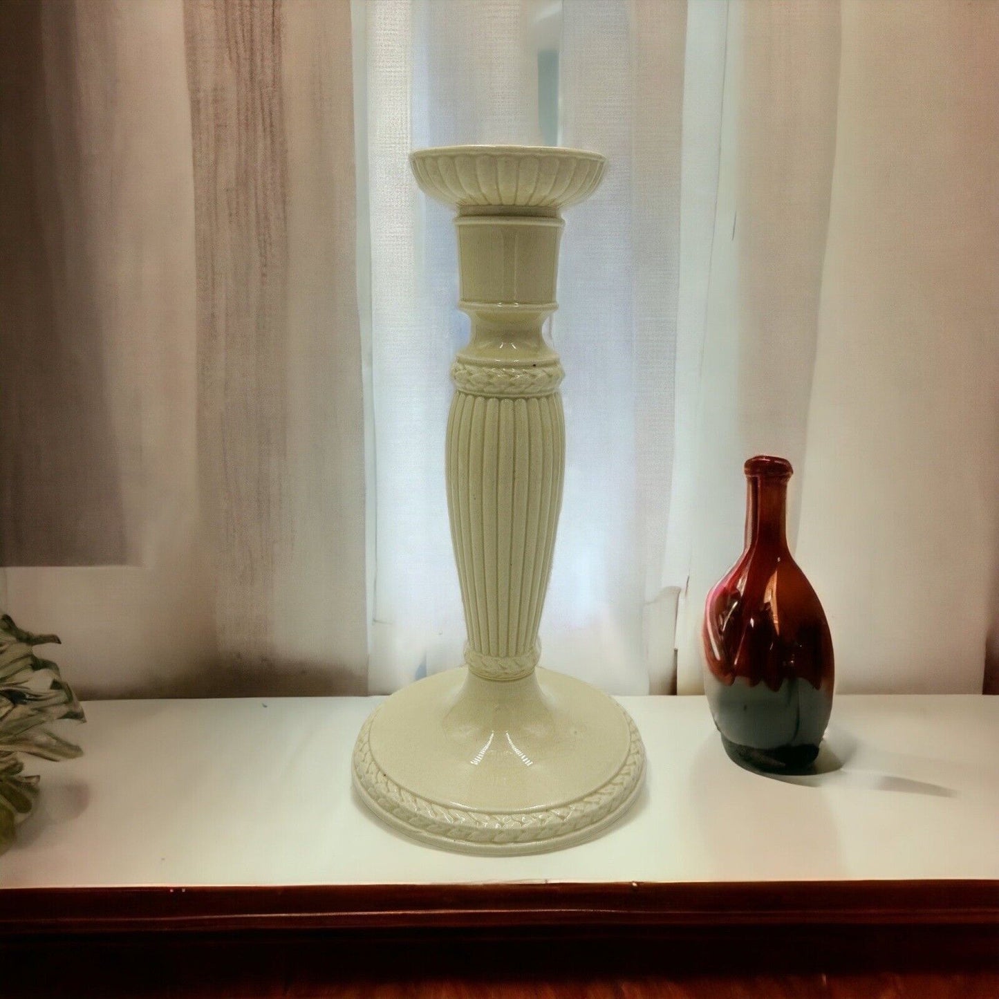 Wedgwood Candlesticks Etruria & Barlaston 10in Embossed Cream England Vintage