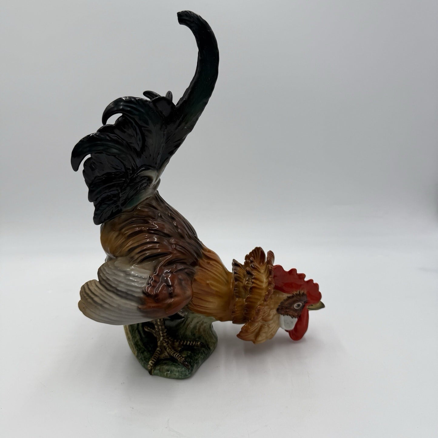 Large Algora Porcelain C.Martinu Hand Painted Rooster Figurine Spain Vintage 11"