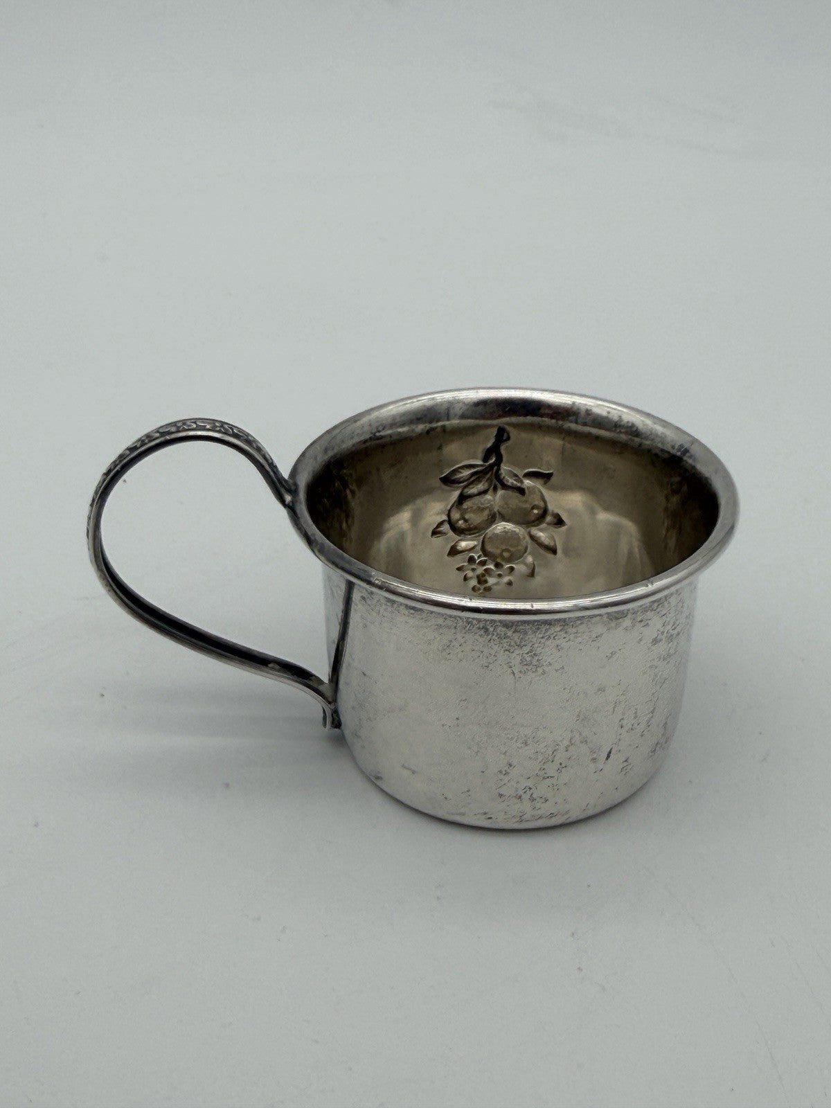 Antique Sterling Silver Webster Baby Cup Repousse Fruit Pattern 16.44 No Mono