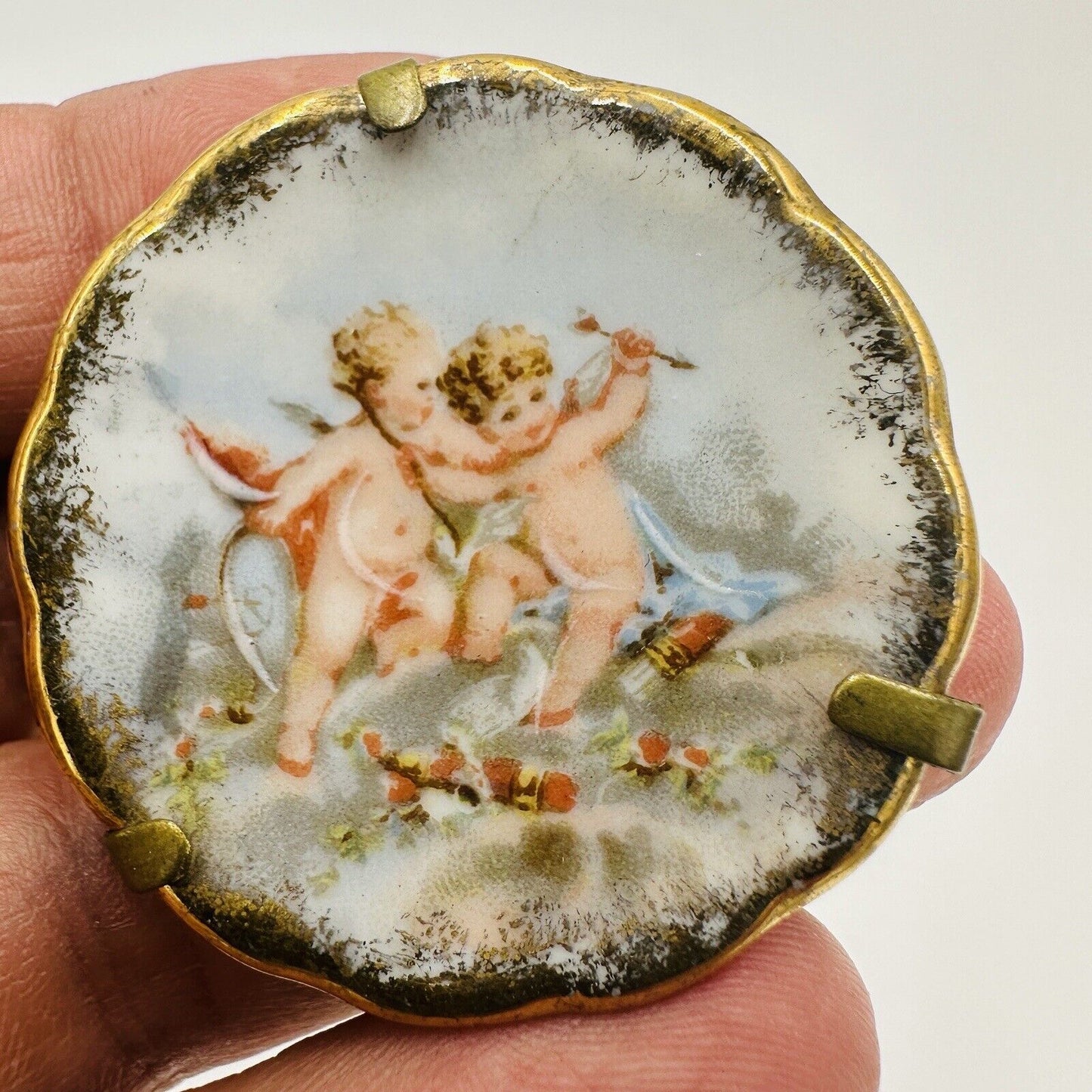 Limoges Miniature Plates Courting Couple & Cherubs Porcelain France Traditional