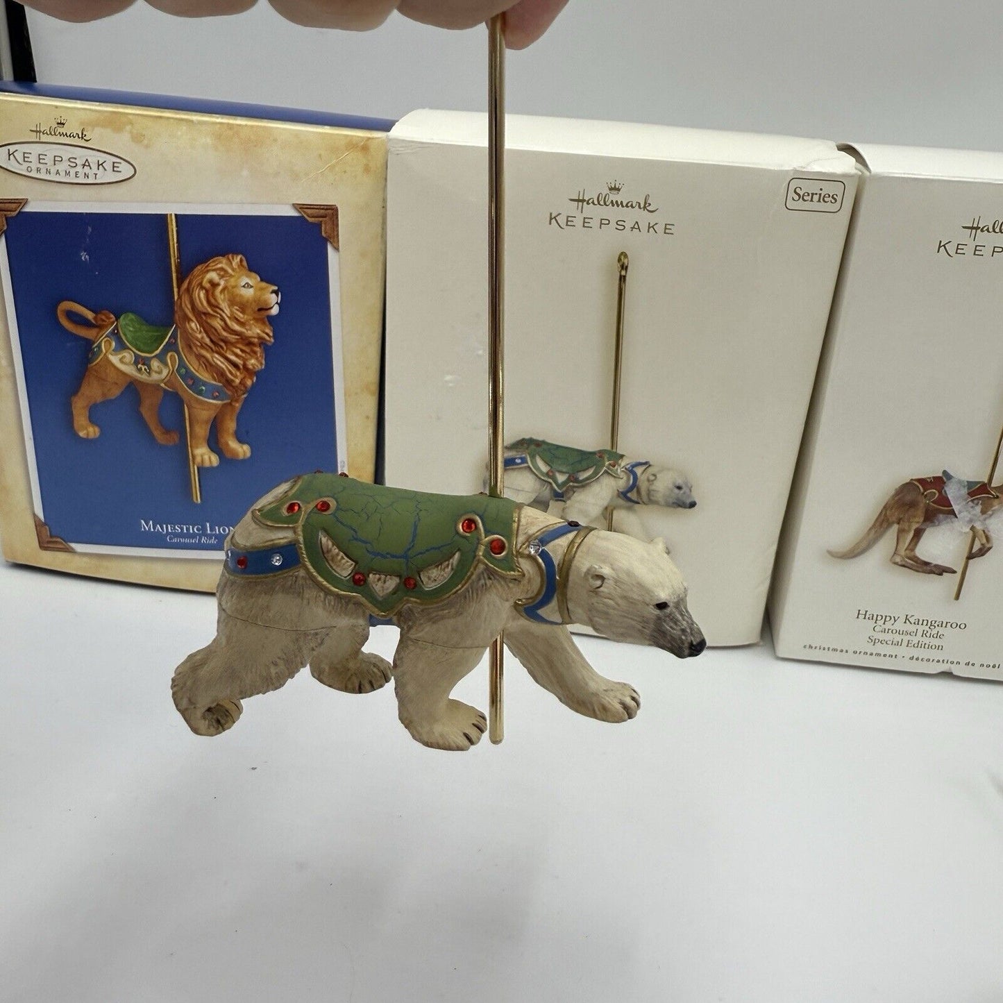 Hallmark Ornament Series Complete Set of 6 Carousel Giraffe Lion Polar Tiger Kan