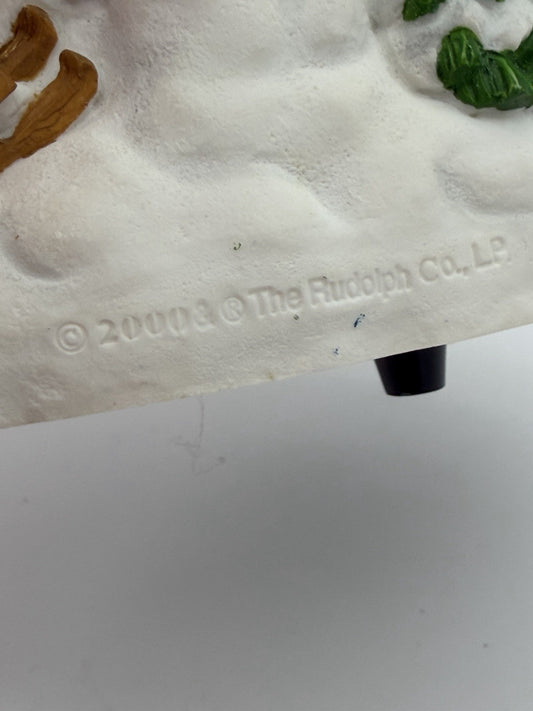 Rare Rudolph Red Nosed Reindeer & Charlie In the Box Musical Double Snowglobe