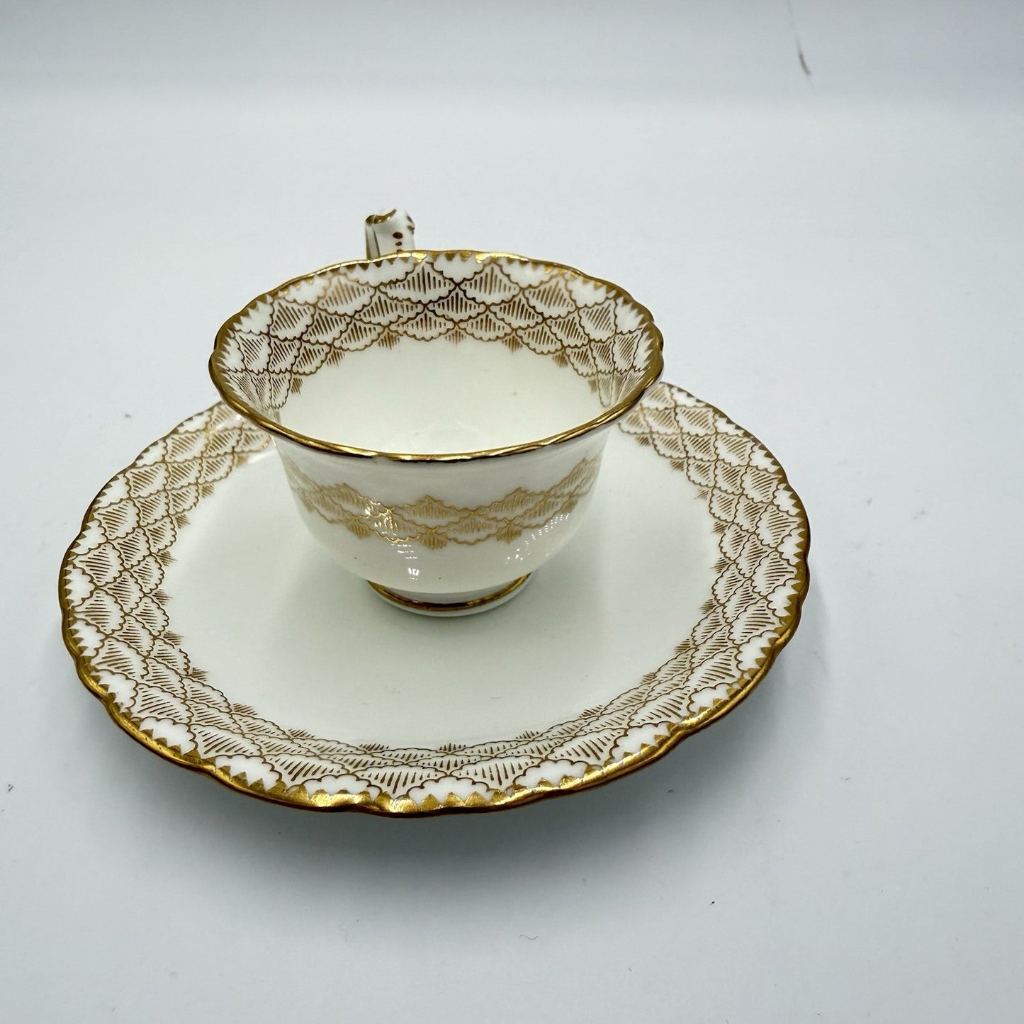 Cauldon England 1862-1904 Gold Westhead & Moore Tea Cup & Saucer #5804 Porcelai