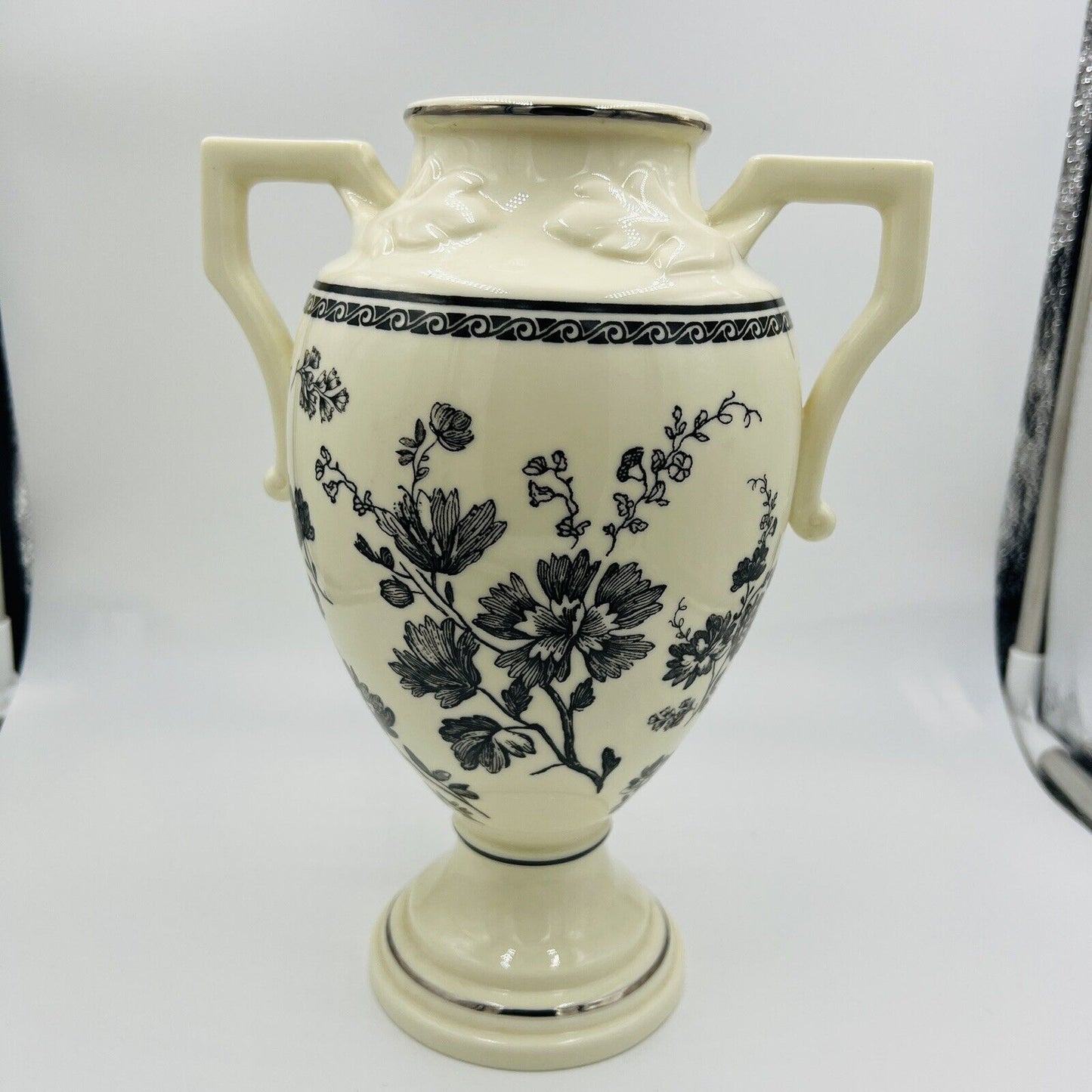 Lenox Urn Vase Porcelain 2002 Floral Elegance Handles Large Home Decor 9in