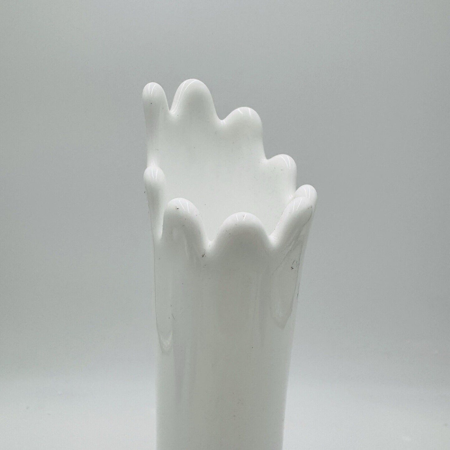 Fenton Art Hobnail White Milk Glass Pedestal Swung Vase 13 3/4" Vintage Retro