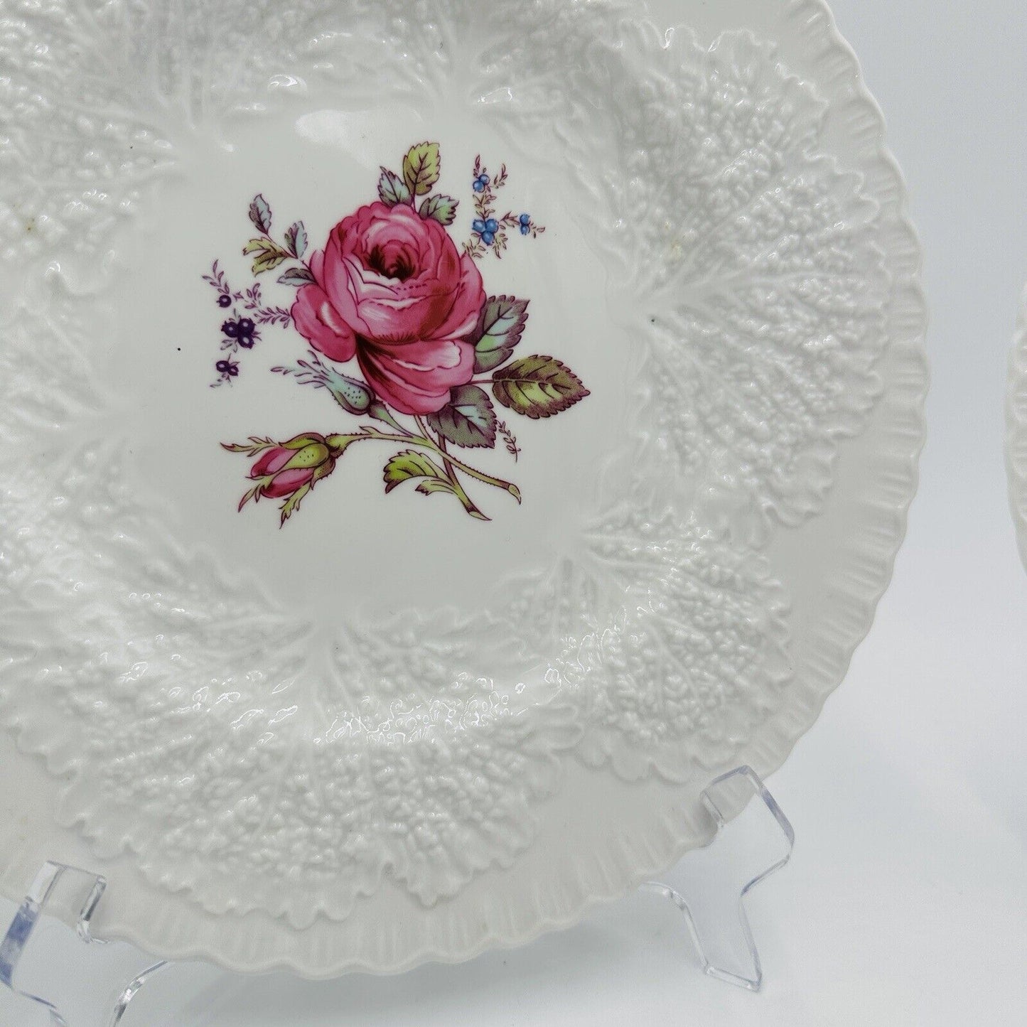 Spode Plates Brial Savoy Rose  Dinner 10in Y2862 4 Piece Set Vintage Serveware