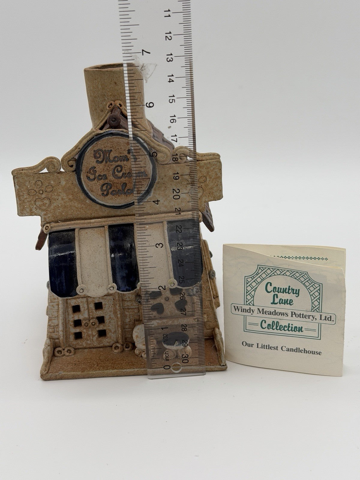 Windy Meadows Art Pottery Mom’s Ice Cream Parlor Cottage Candle Holder Vintage 7