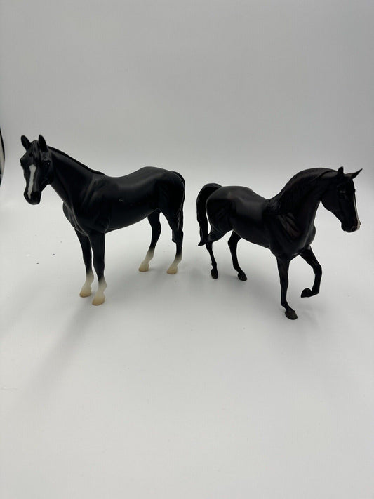 Breyer Horse Pair Raven Black Morgan And Classics Black Thoroughbred Toys