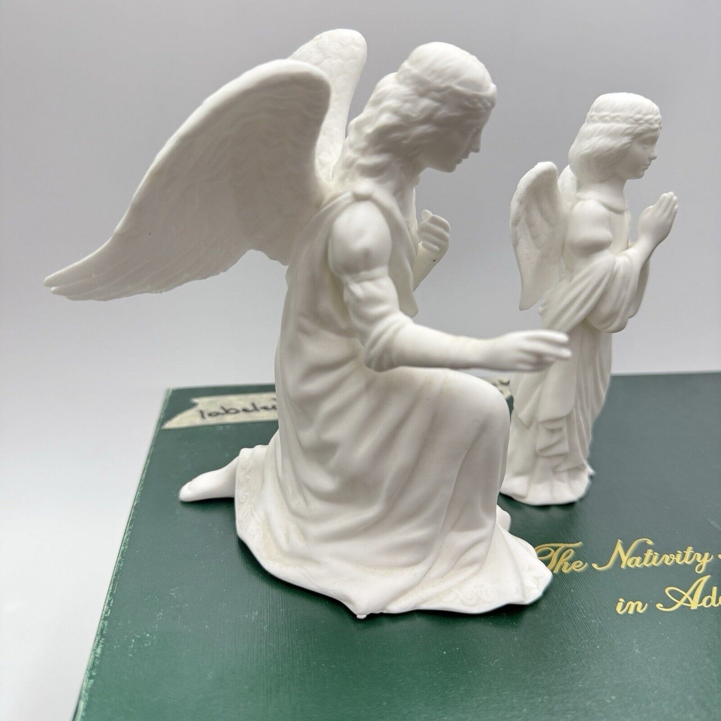 Lenox The Nativity White Bisque Angels Set Figurines Porcelain 1989 Vtg Box 8”