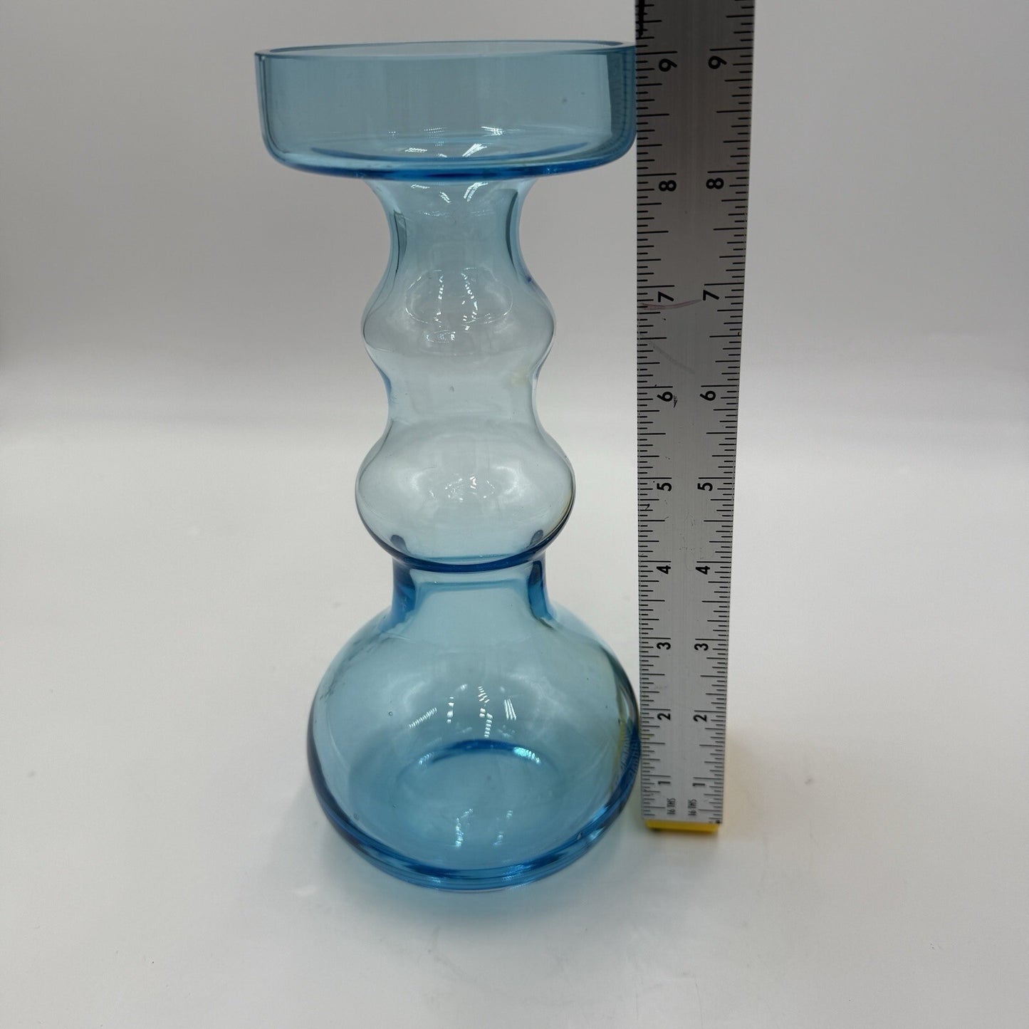 Nuutajarvi Oiva Toikka Blue Vase Finland 1960s 9" Multi shaped Vintage Art Glass