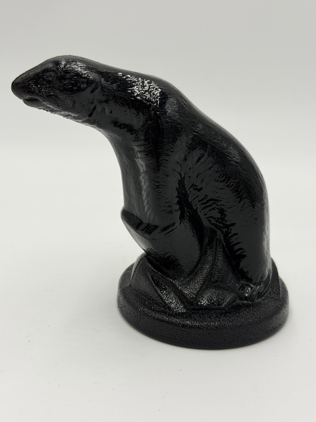 Vtg Summit Art Glass Company  Polar Bear Black Figurine 1972 Rare