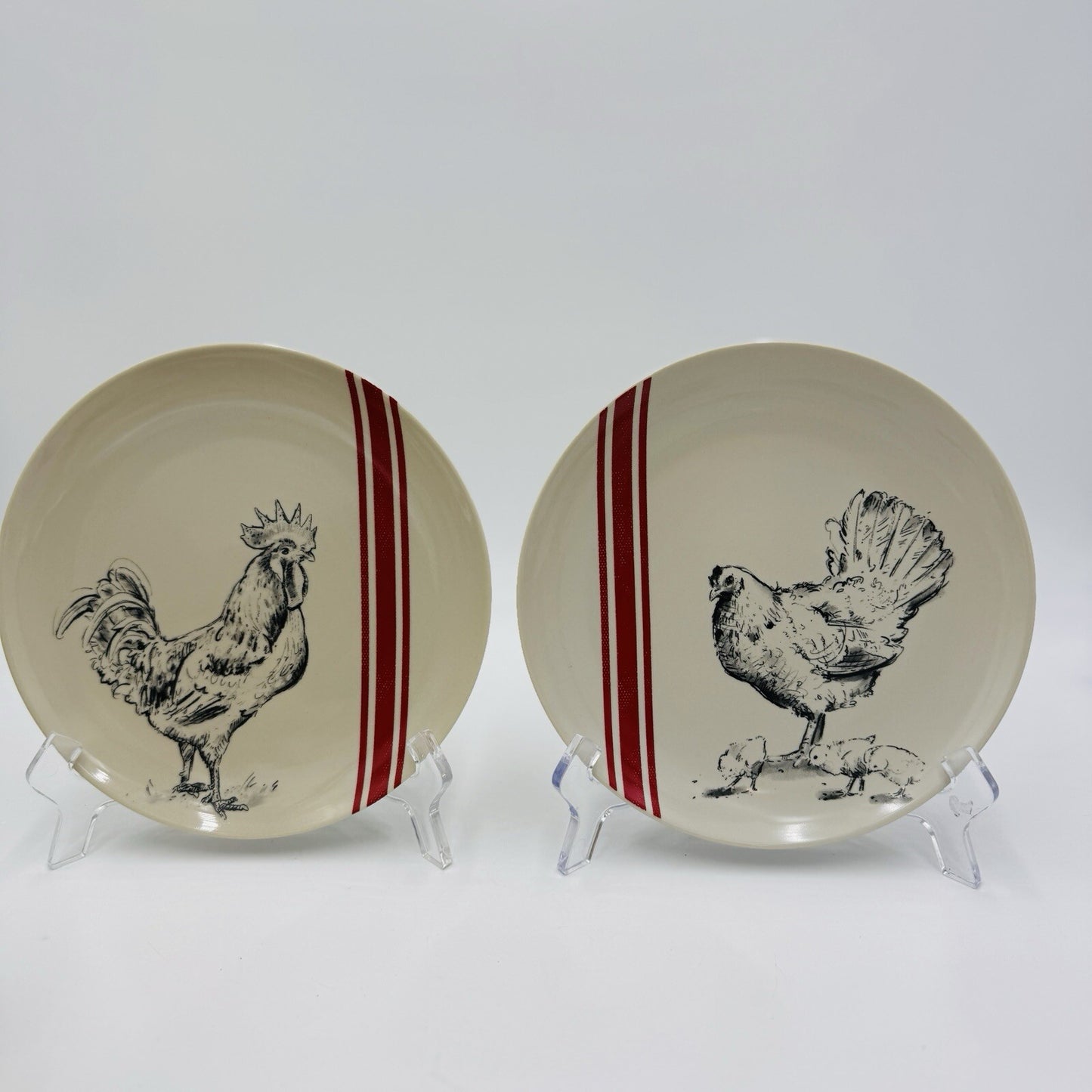 Creative Co-op M.Chad Barrett Chicken/Rooster salad Plates 8in 2 Pieces Rare