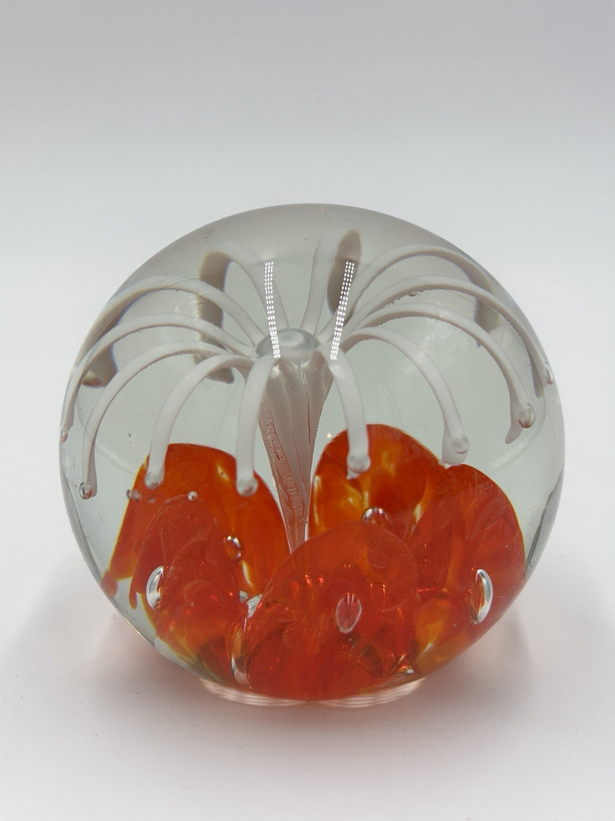 Vintage Joe Zimmerman Art Glass Paperweight Signed Floral Studio Designed 3”H