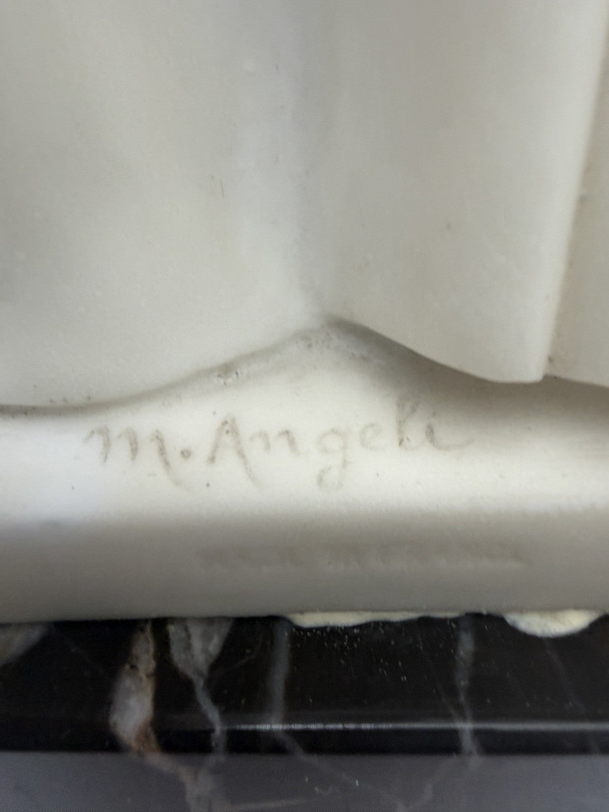 Vtg M.Angeli France PP Depose Holy Family Alabaster On Marble Base Sculpture 8”H