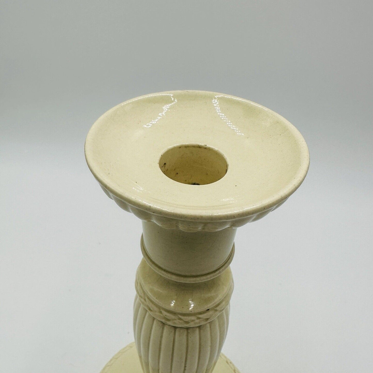 Wedgwood Candlesticks Etruria & Barlaston 10in Embossed Cream England Vintage