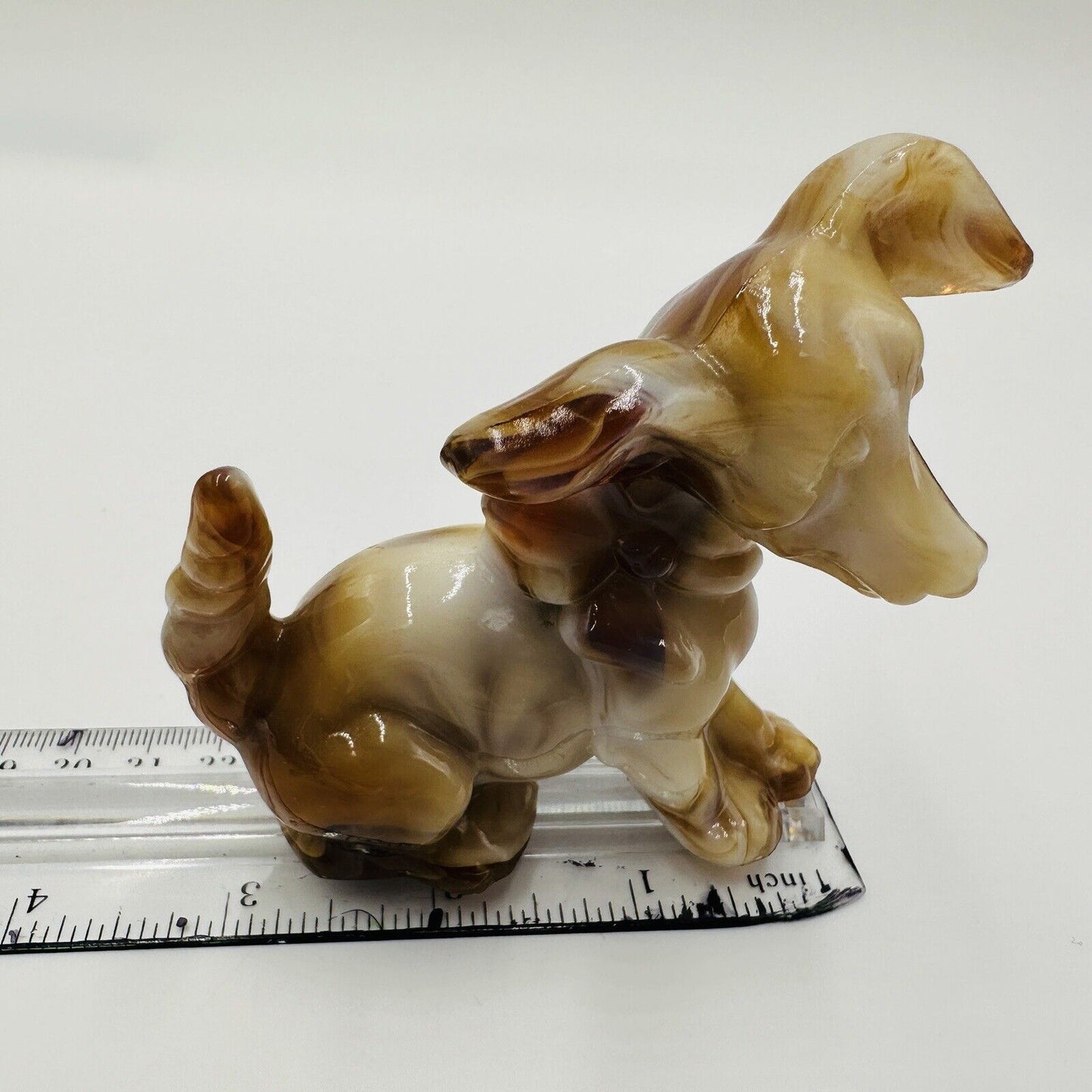 Imperial Art Glass Dog Figurine End O’day Glass Caramel Slag Collection Vintage