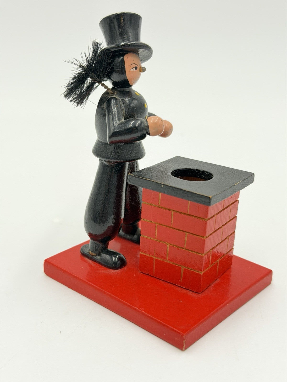 vintage Erzgebirge German wooden incense smoker chimney sweeper Folk Art 4”H