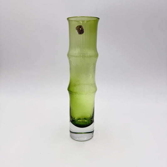 MCM SWEDISH ASEDA ART GLASS Green BO BORGSTROM GLASBRUK Bamboo VASE 9”