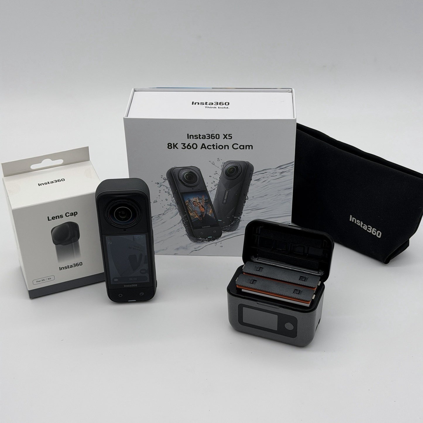 Insta360 X5 - Waterproof 8K 360 Video Action Travel Camera Extra Batteries Case