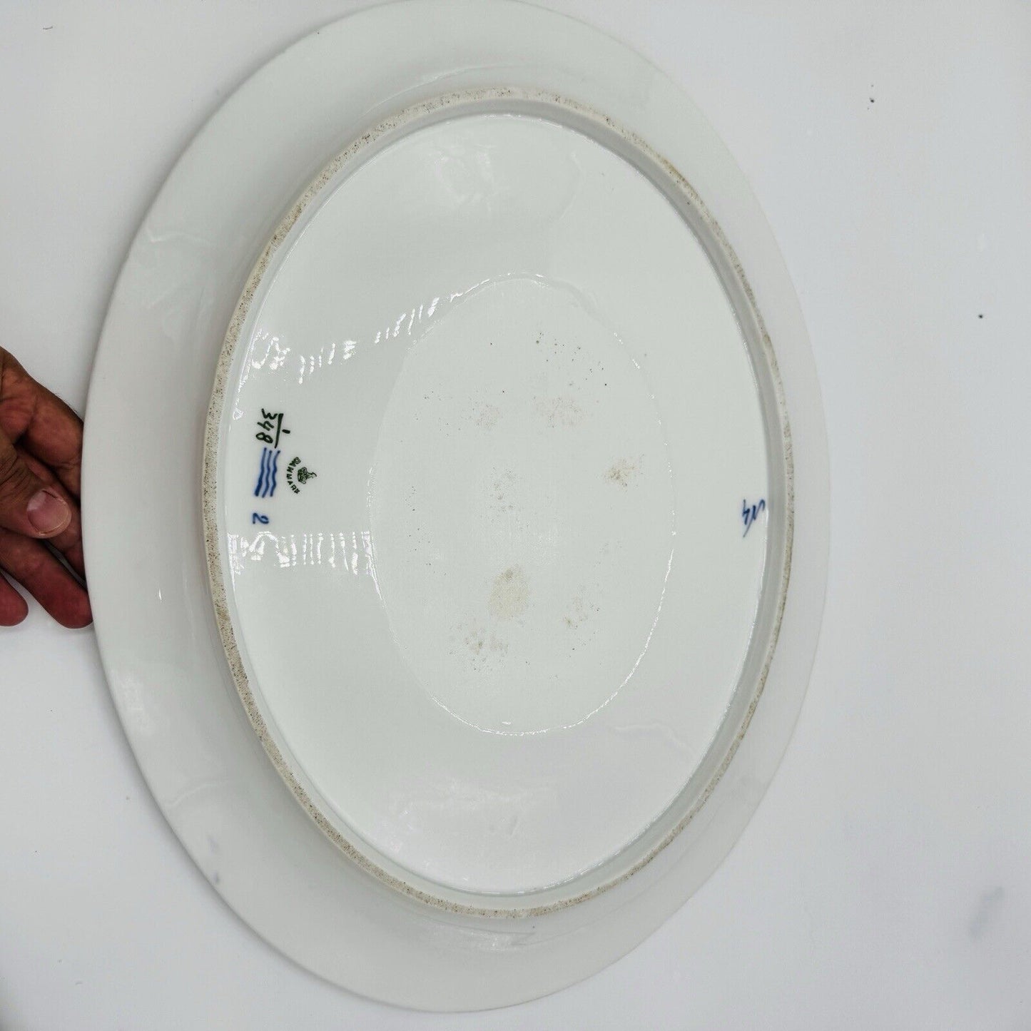 Antique Royal Copenhagen Blue Fluted Plain Large 18”Oval Platter #348 Rare