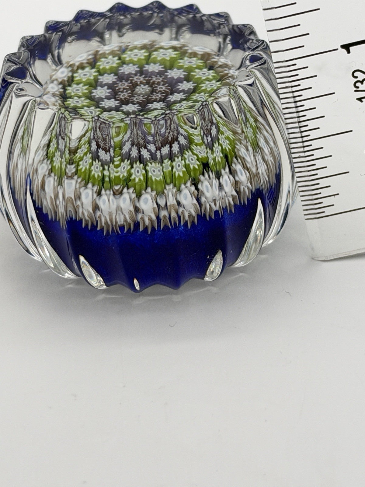Vtg Perthshire Art Glass Paperweights Crieff Scotland Glass Millefiori 1” Blue