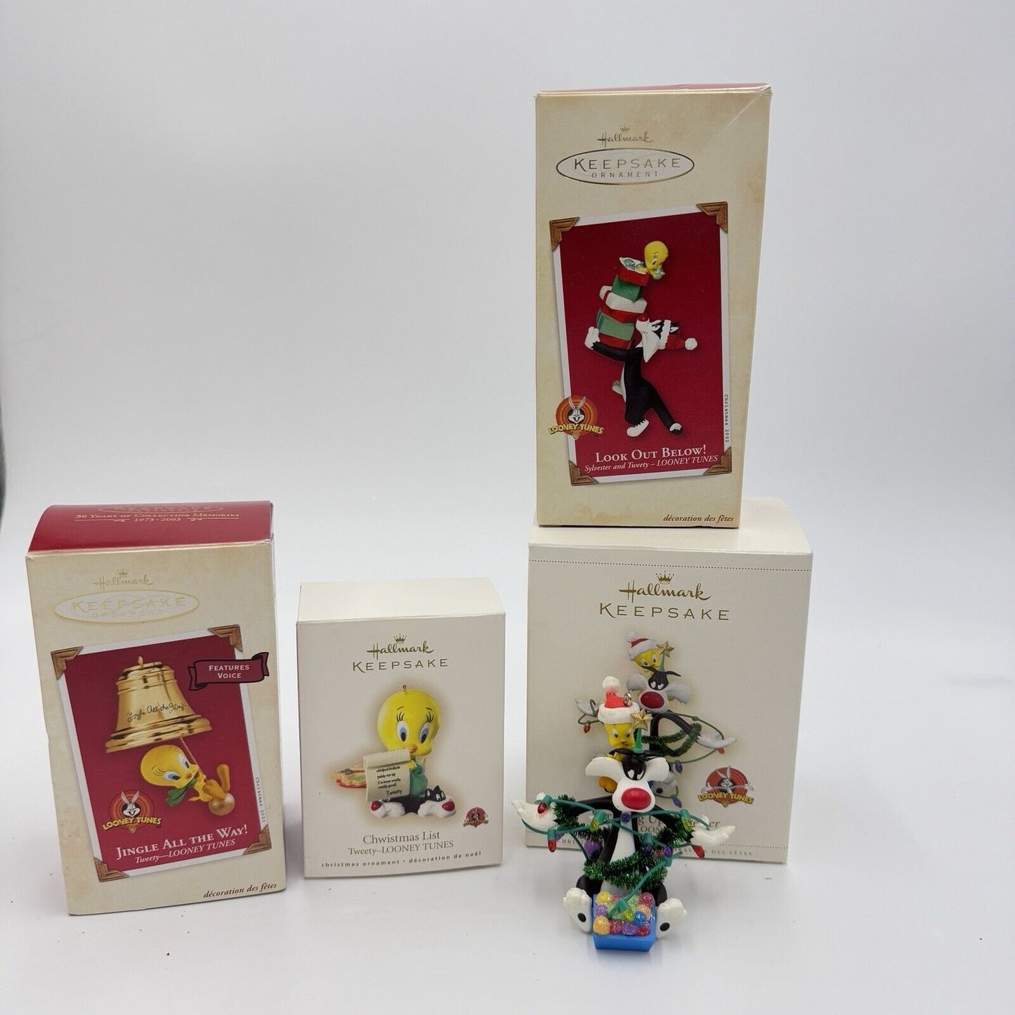 Hallmark Looney Tunes Tweety Sylvester Christmas Ornaments Set