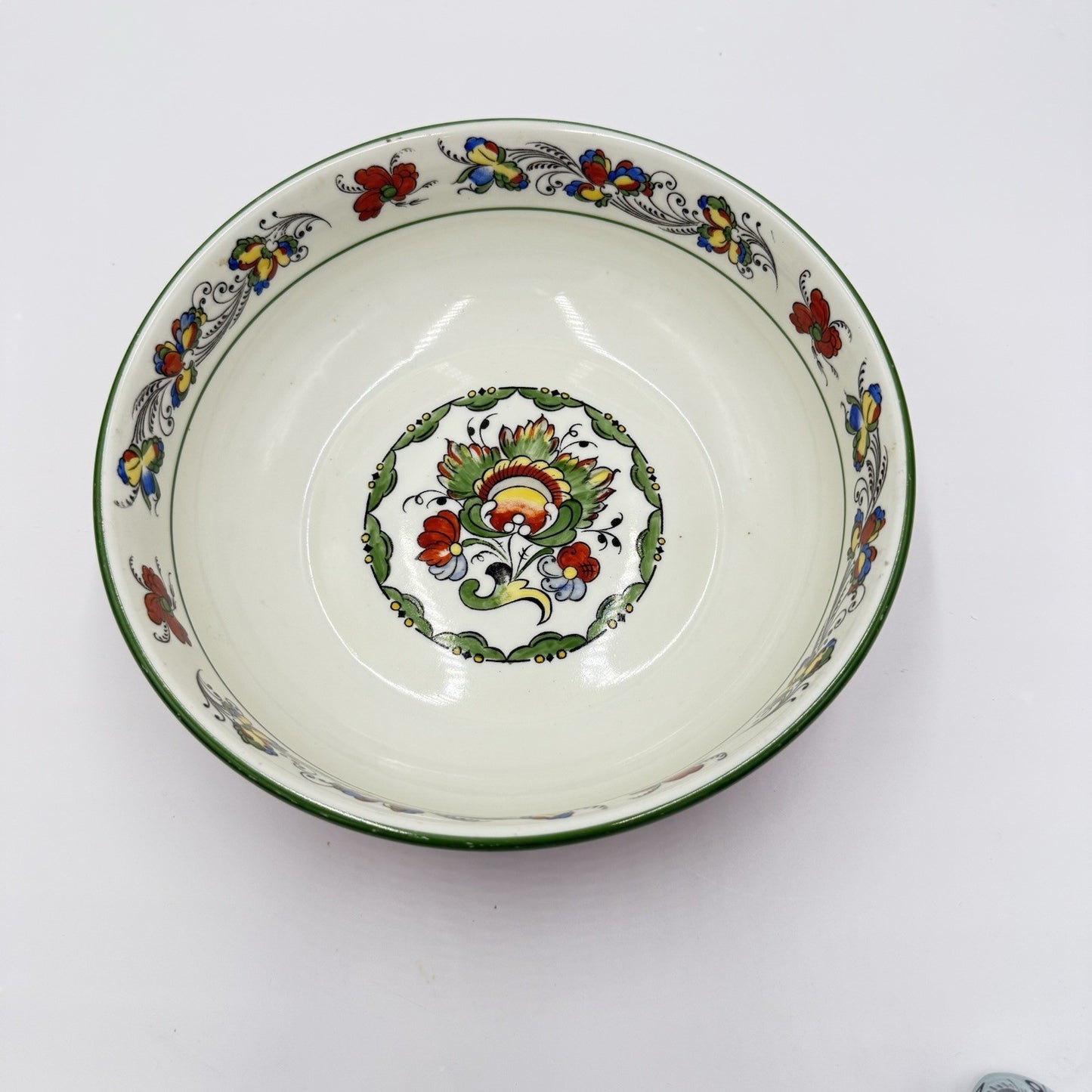 Antique Porsgrund Porcelain Norway Nordic Rose Serving Bowl Hand Painted Large