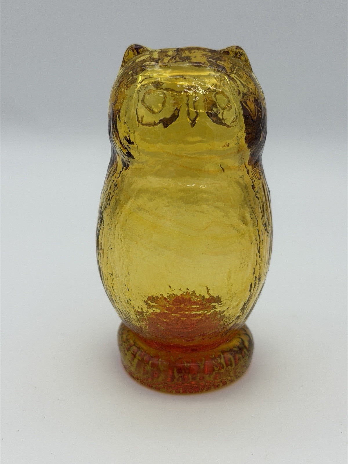 Pilgrim Art Glass Amberina/amber Owl Figurine Vintage 5”H Hand Blown Glass